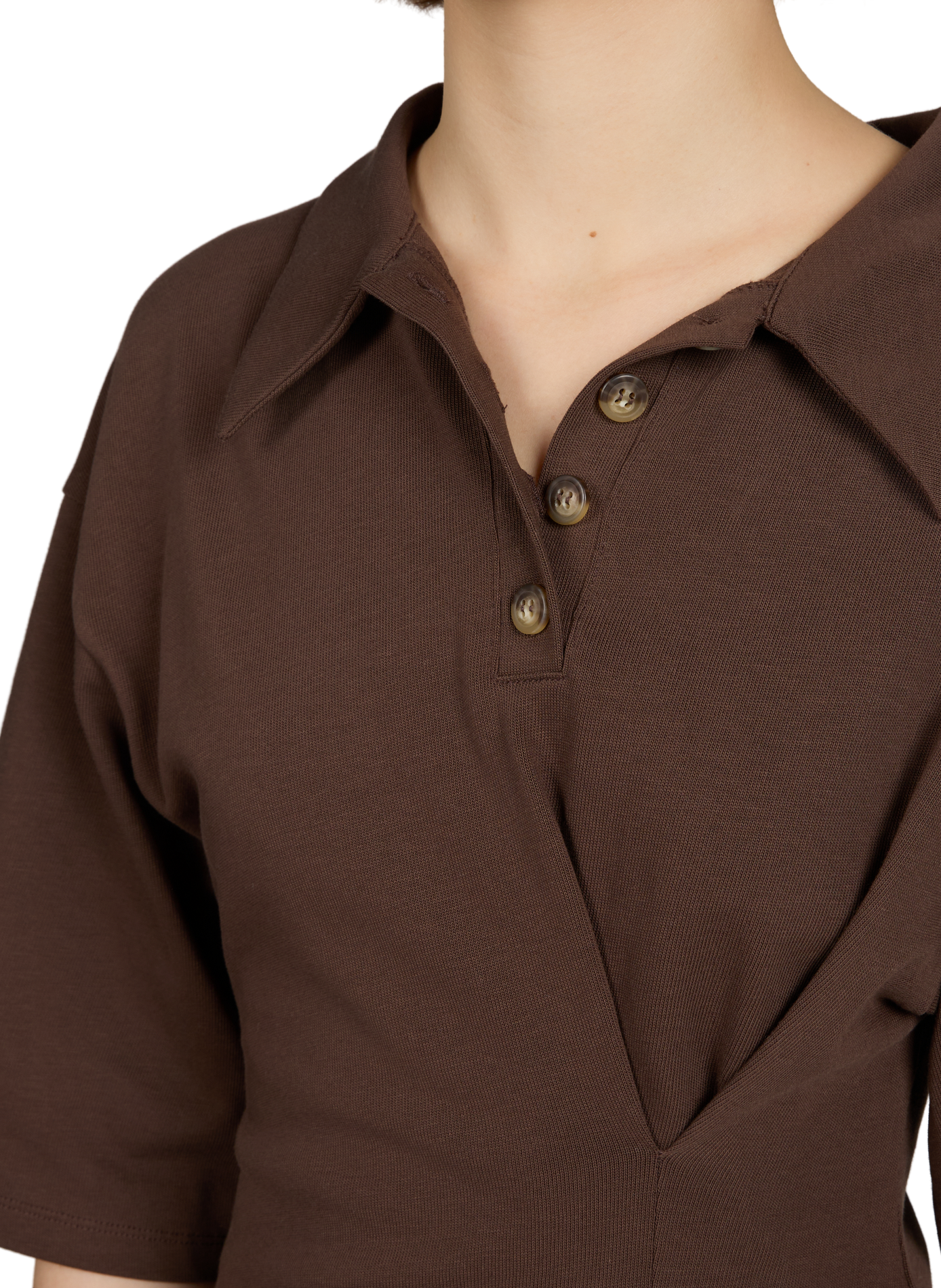 Fitted cotton polo TOPSHOP Brown