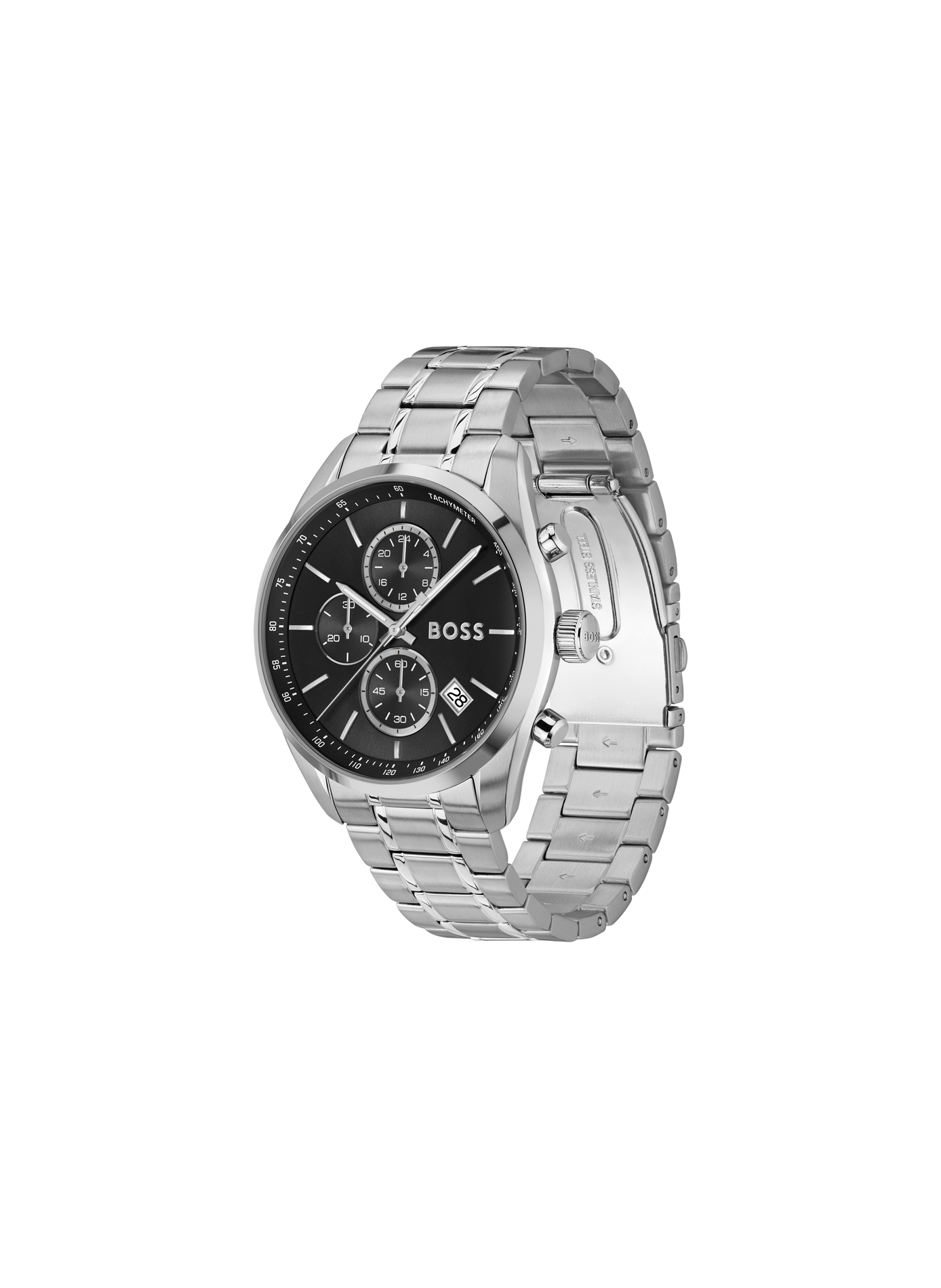 Montre quartz Grand prix 44 en acier inoxydable BOSS MONTRES Noir