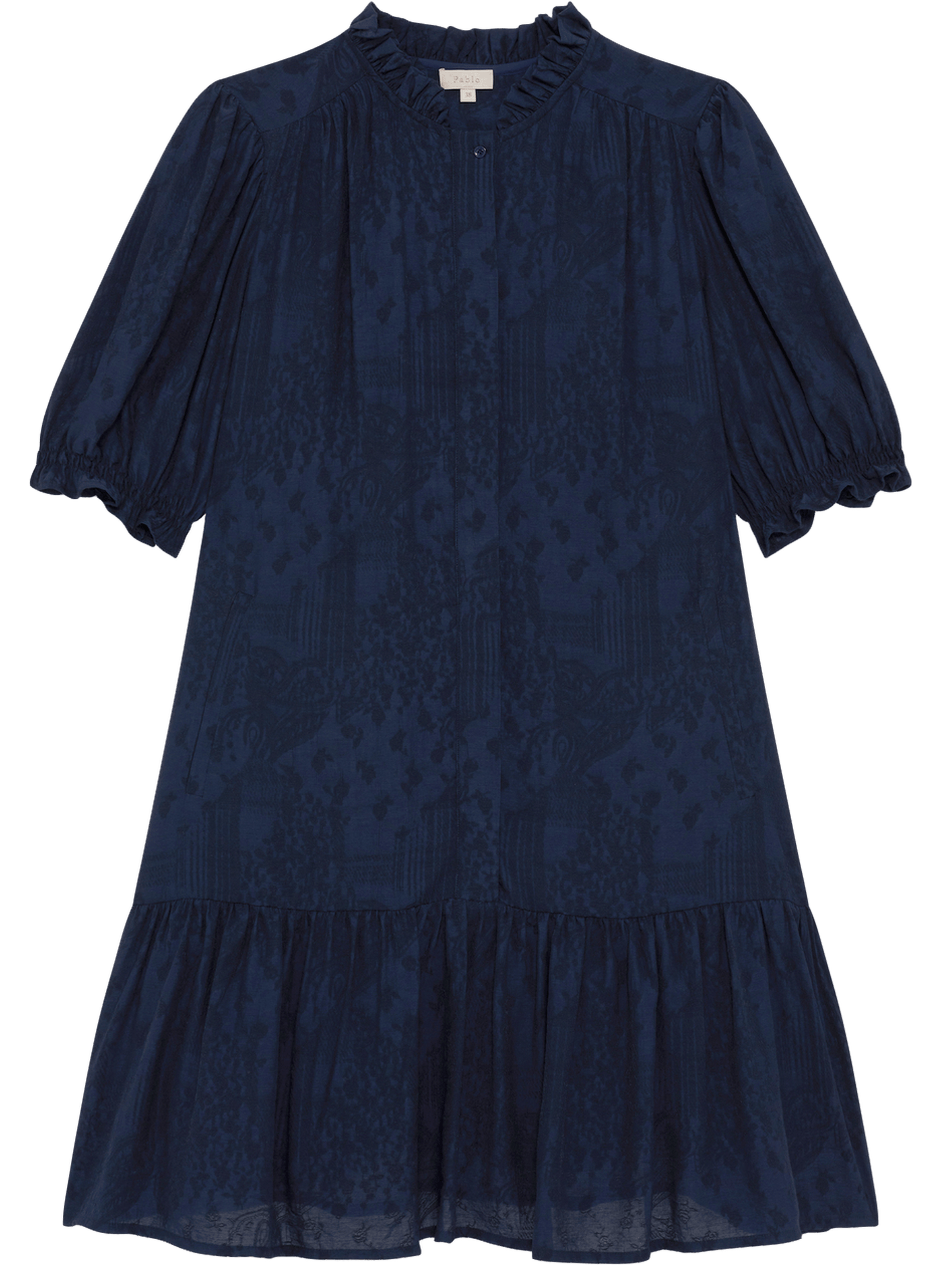 Robe droite à volants imprimé jacquard - anja PABLO Bleu