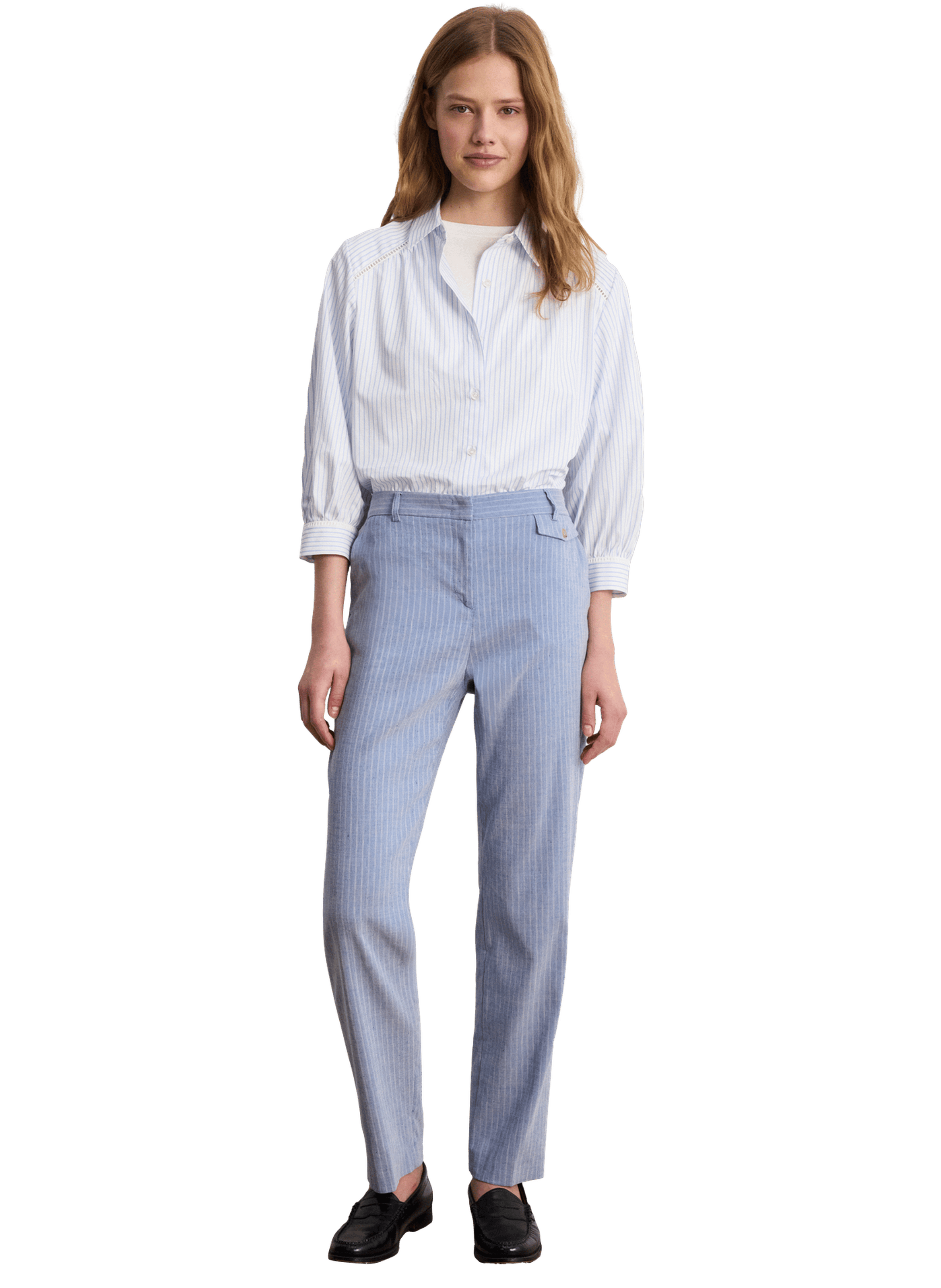 Pantalon ajusté de tailleur à rayures - biba PABLO Blanc