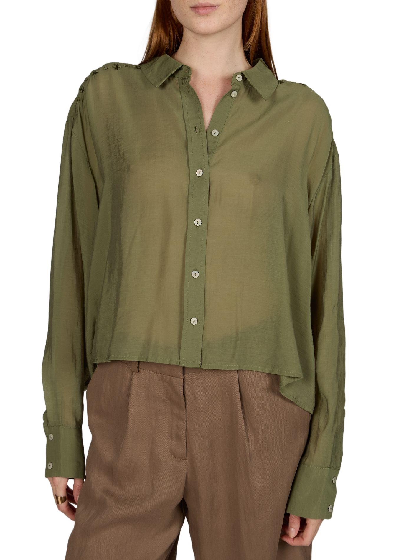 Camicia Vinibi con colletto classico VILA Verde