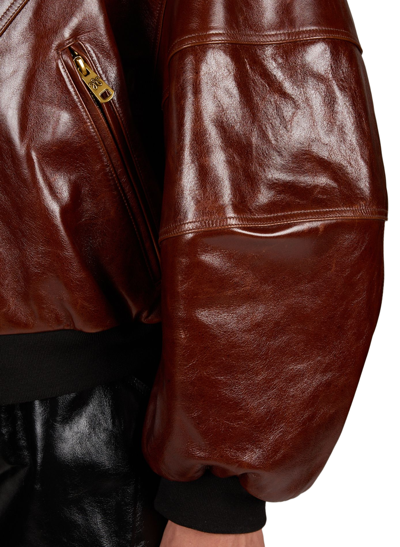 Oversize-Jacke Ruff Rider mit Stehkragen aus Leder WILLY CHAVARRIA Braun