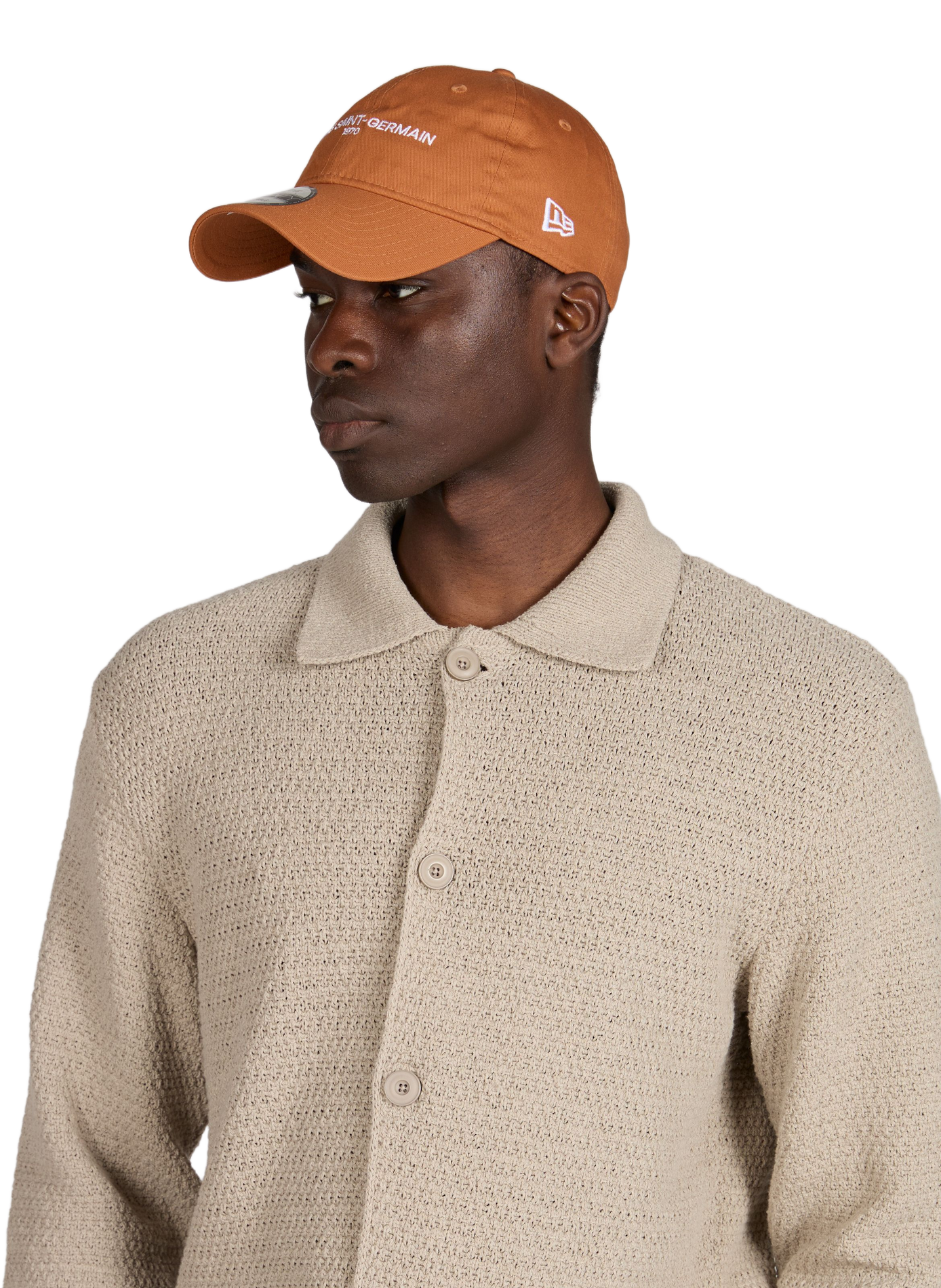 Casquette broderie Paris Saint-Germain en coton NEW ERA Marron