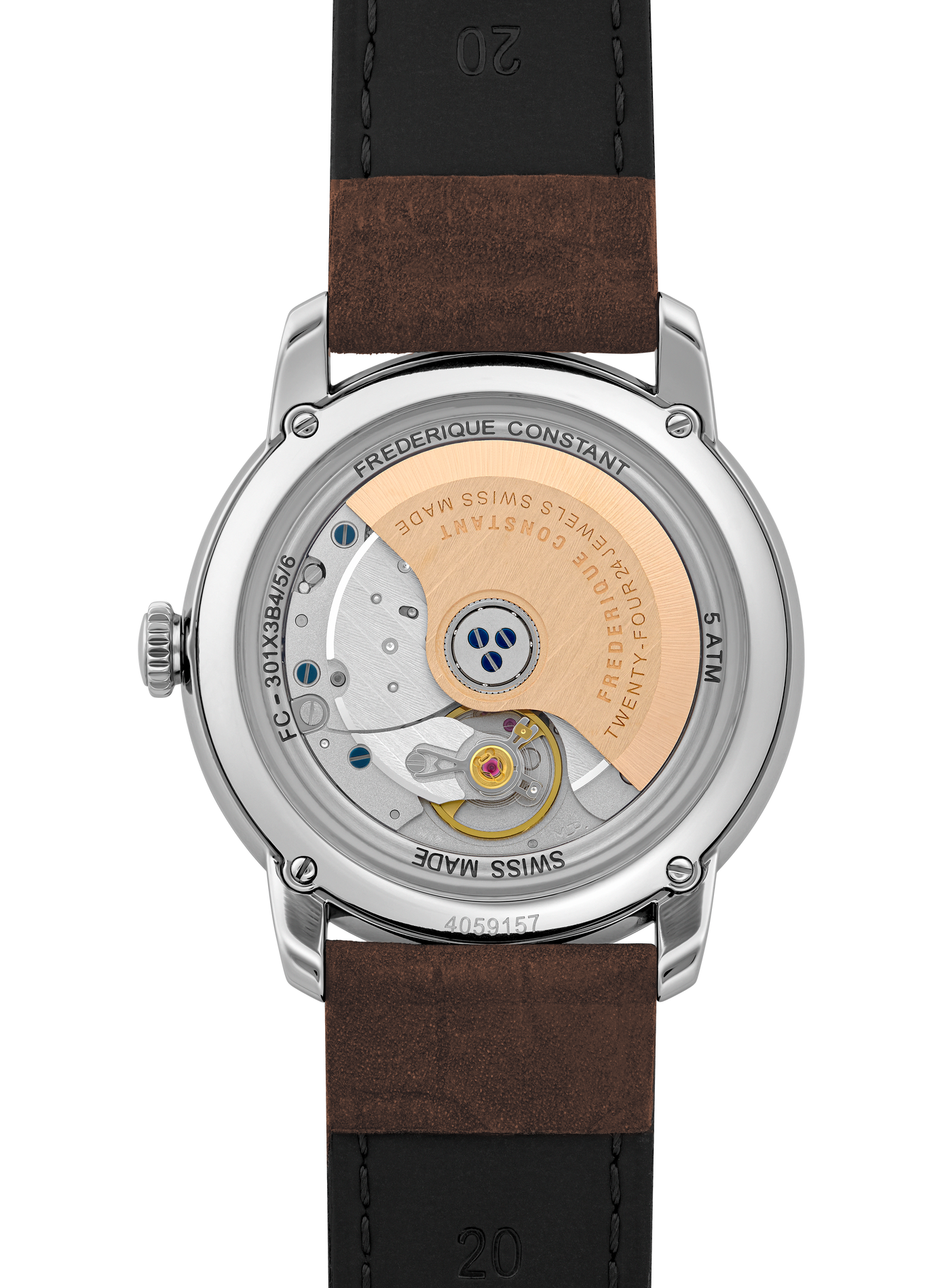 Montre automatique en cuir de veau FREDERIQUE CONSTANT Orange