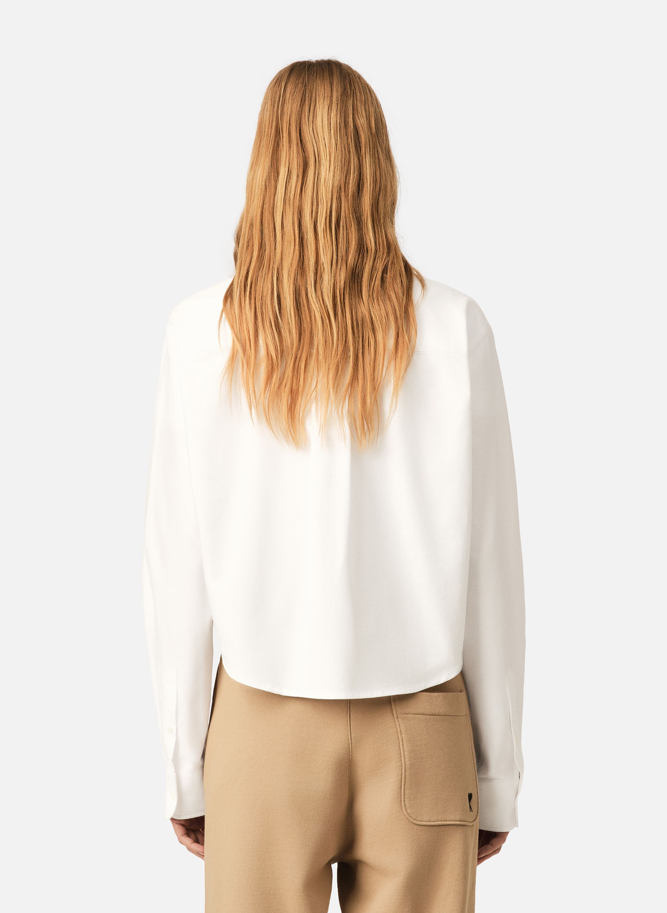 Chemise courte en coton ami de coeur embossé AMI PARIS Blanc