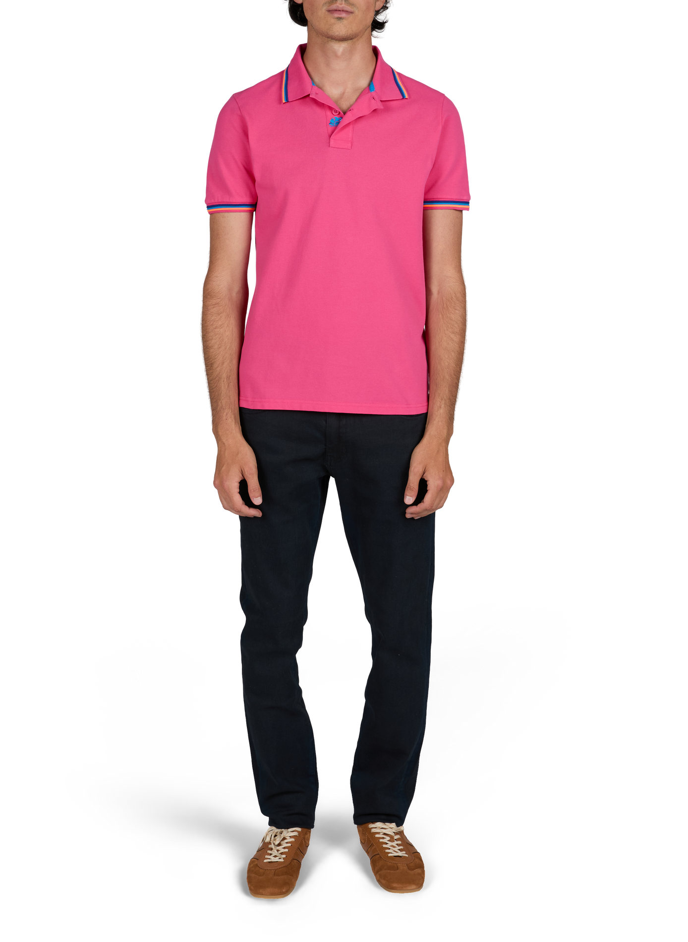 Cotton-blend polo shirt SUNDEK Pink