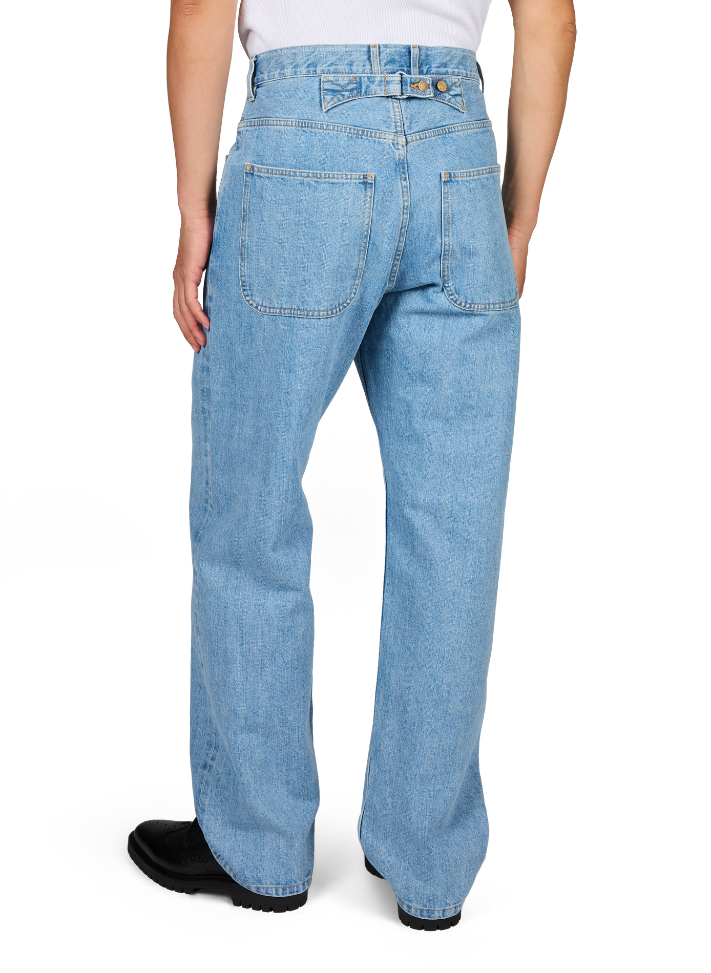 Straight-cut cotton jeans THOM BROWNE Blue
