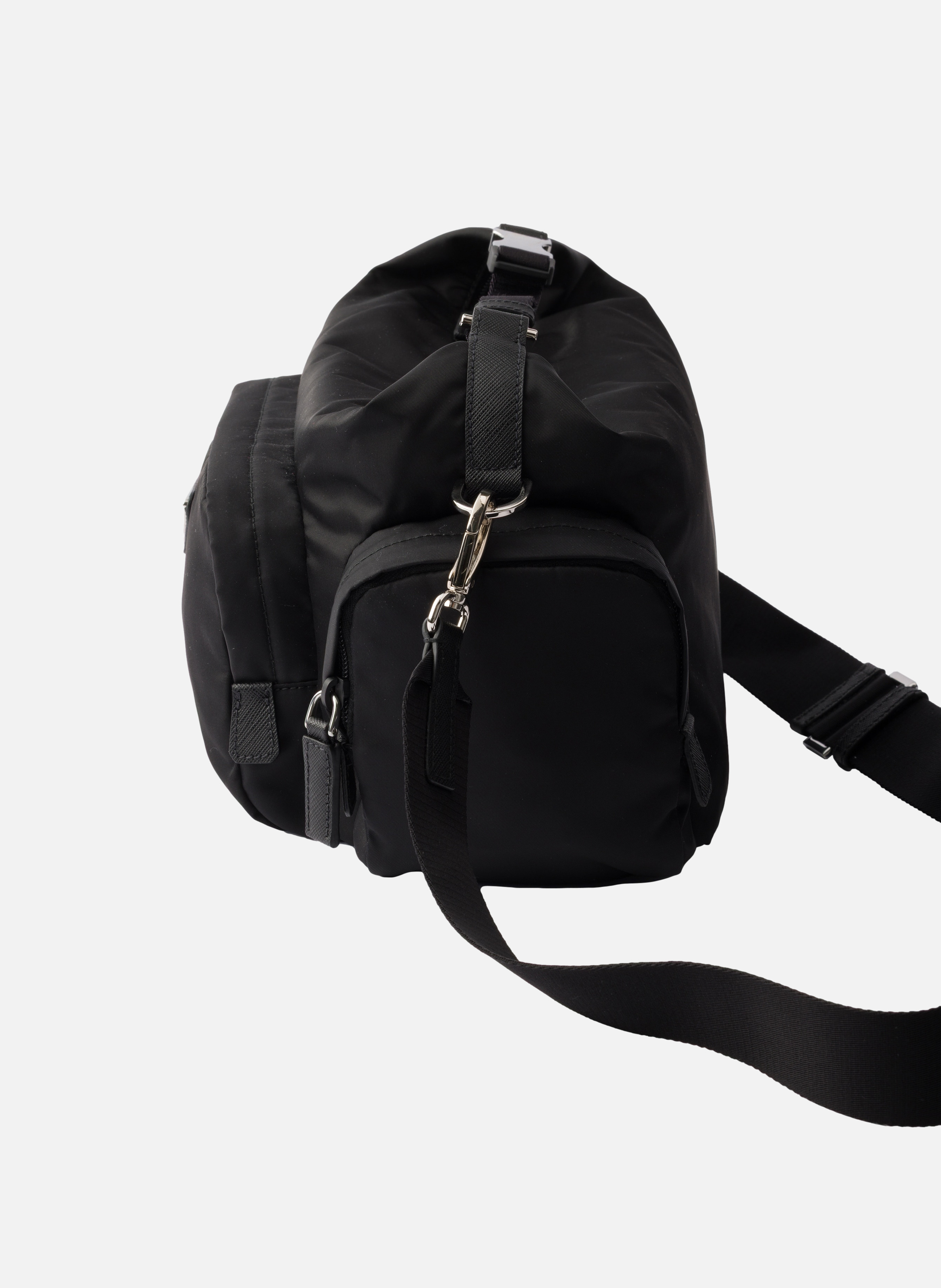 Sac porté épaule en re-nylon et cuir saffiano PRADA Noir