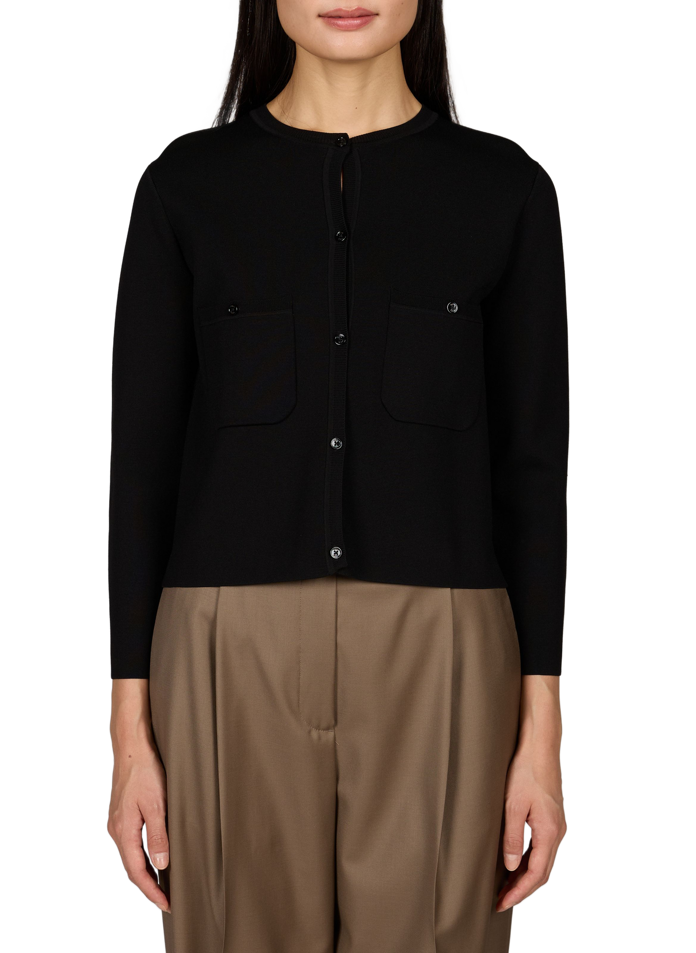 Straight vest with pockets in compact knit. TOTEME Black