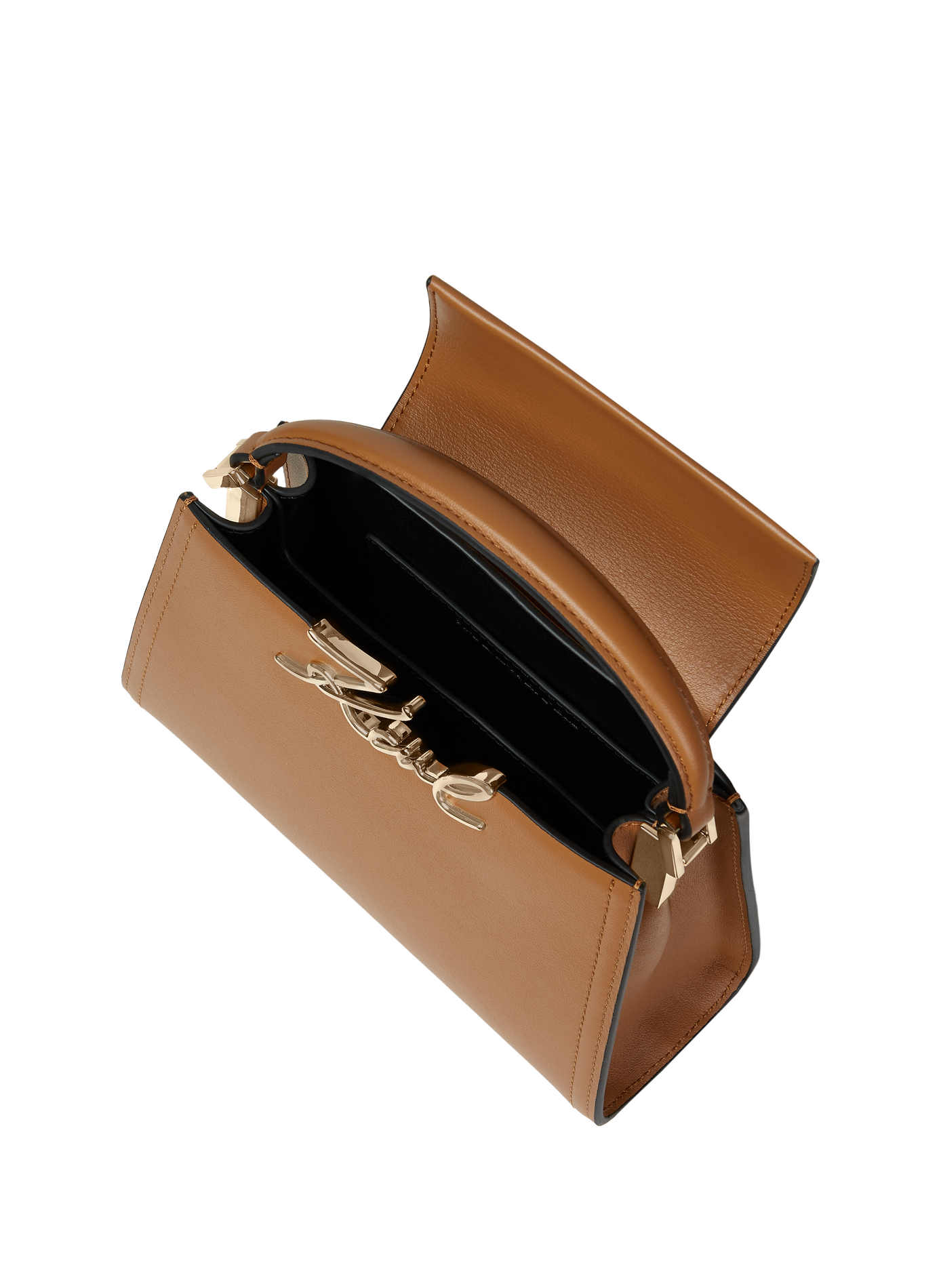 Lederhandtasche K/Signature Mini KARL LAGERFELD Braun