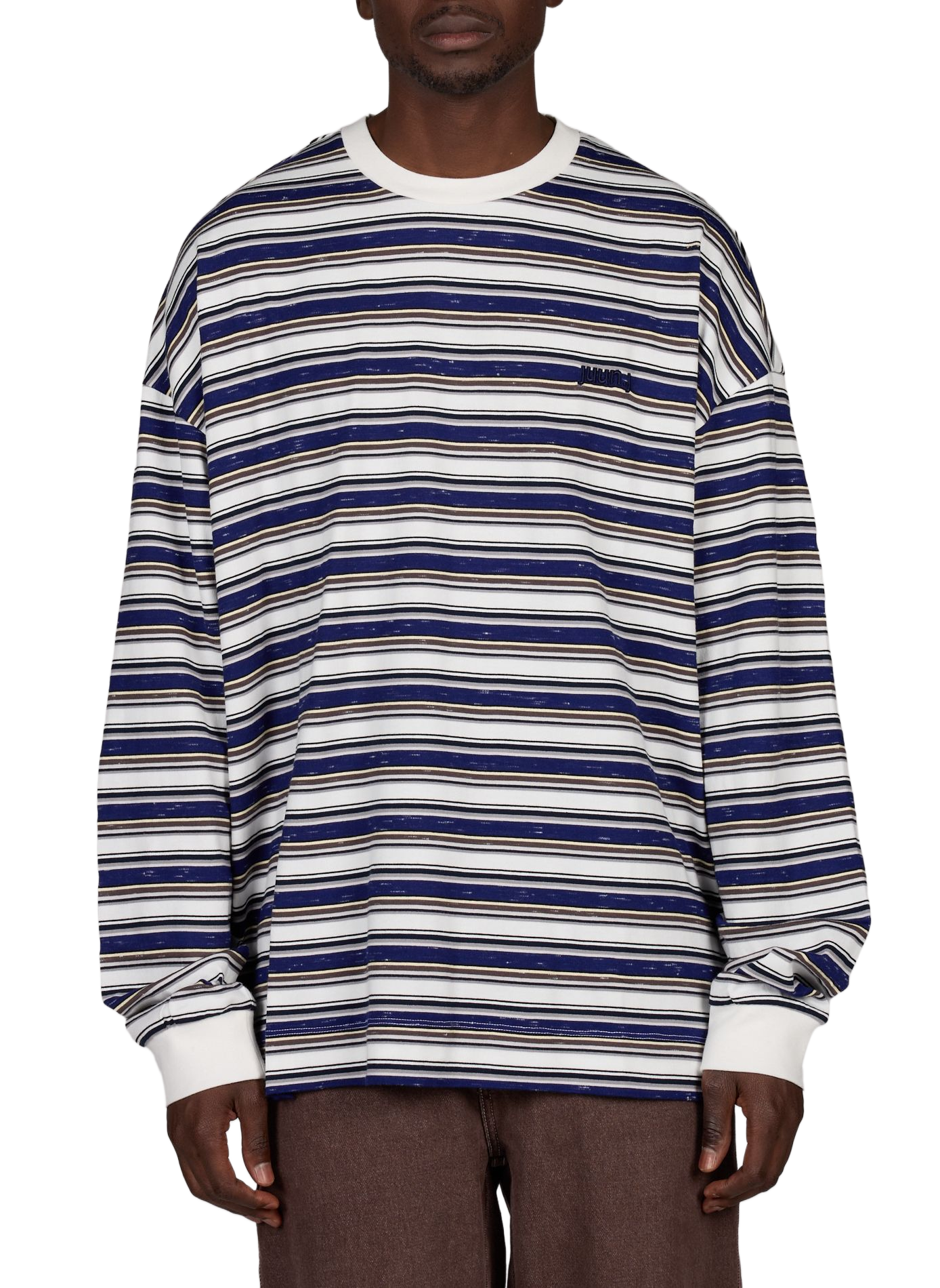 Straight striped cotton T-shirt JUUN.J Blue