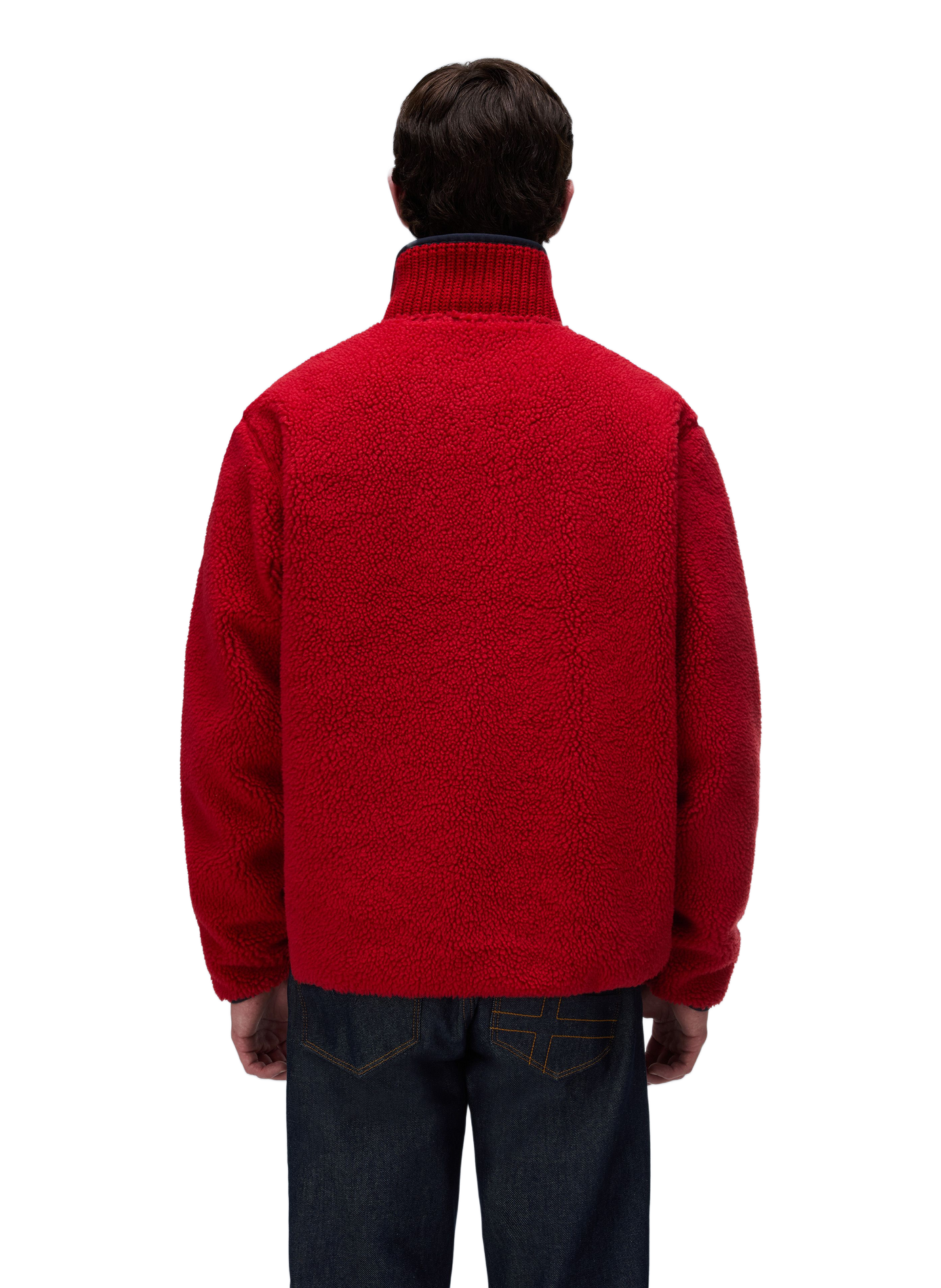Sweat col zippé à broderie en sherpa NAPAPIJRI Rouge