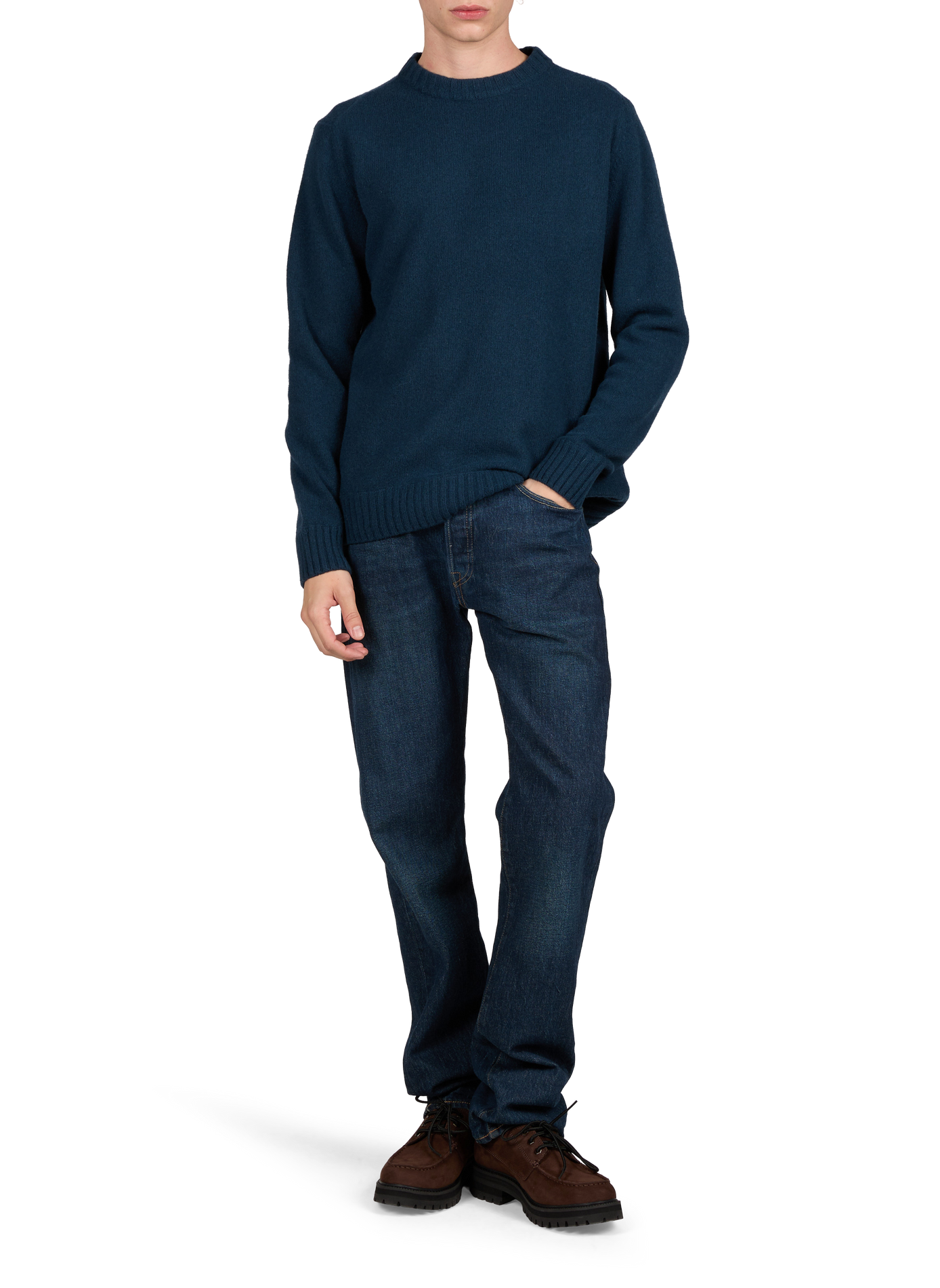 Pull droit col rond en laine mélangée | Bleu LAFAURIE Homme