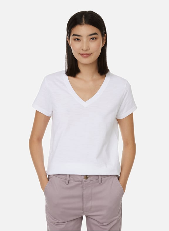 Cotton V-neck T-shirt White by DOCKERS DOCKERS Cotton V-neck T-shirt White