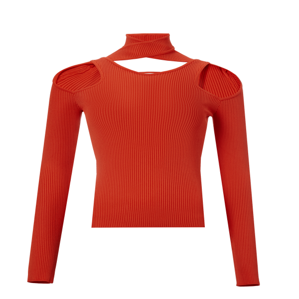 Coperni Knitted Top With Cut-out Details In Red