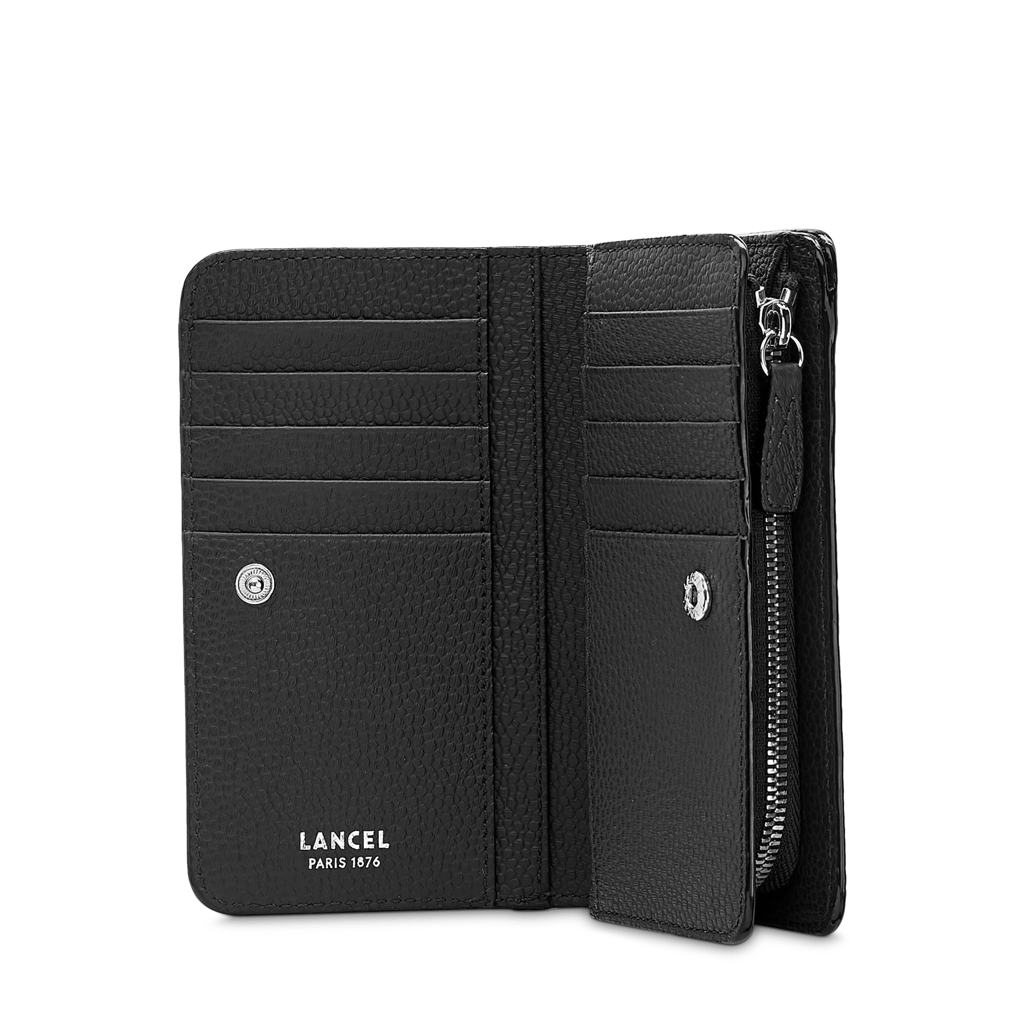 Portefeuille rectangulaire zippé ninon de lancel en cuir LANCEL Noir