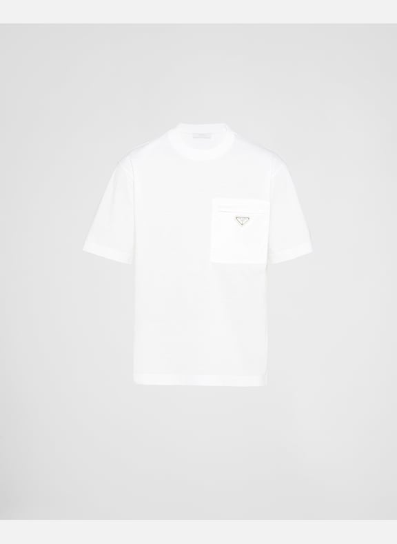 T-shirt en re-nylon et jersey Blanc by PRADA PRADA T-shirt en re-nylon et jersey Blanc
