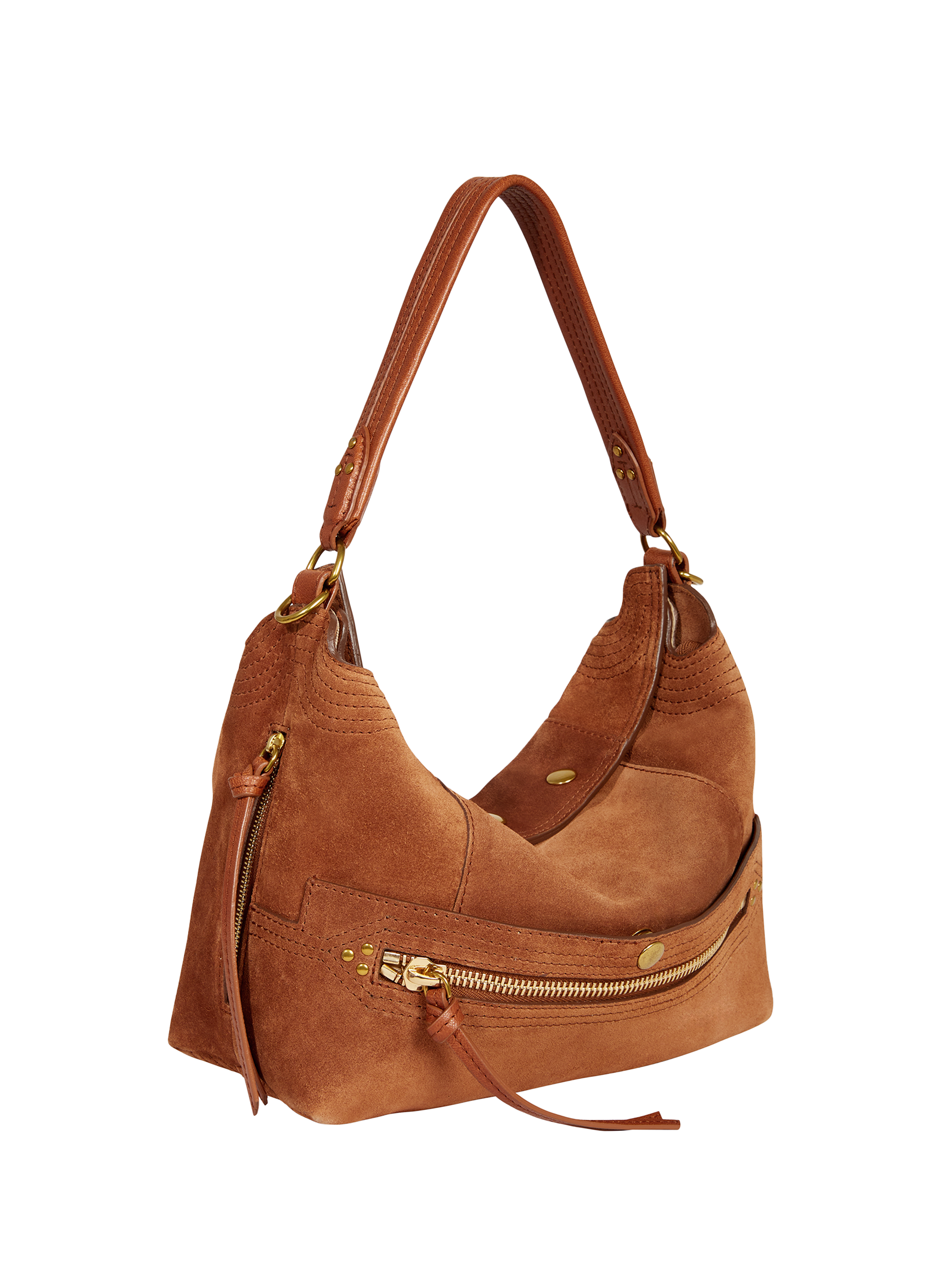 Lucky Hobo handbag in suede leather JÉRÔME DREYFUSS Brown