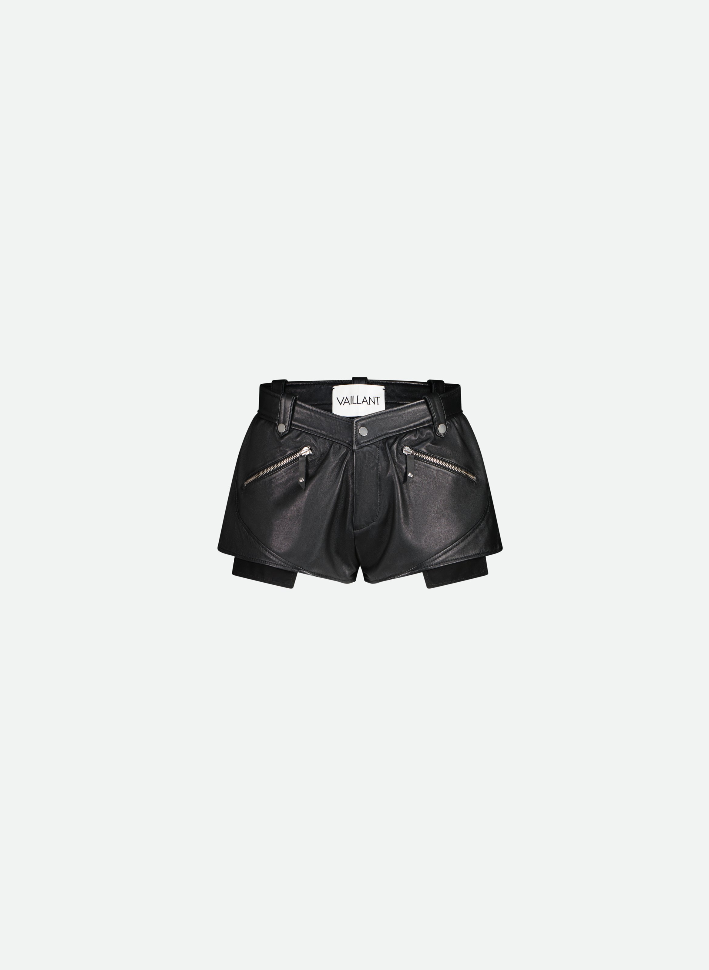 Mini short en cuir VAILLANT Noir