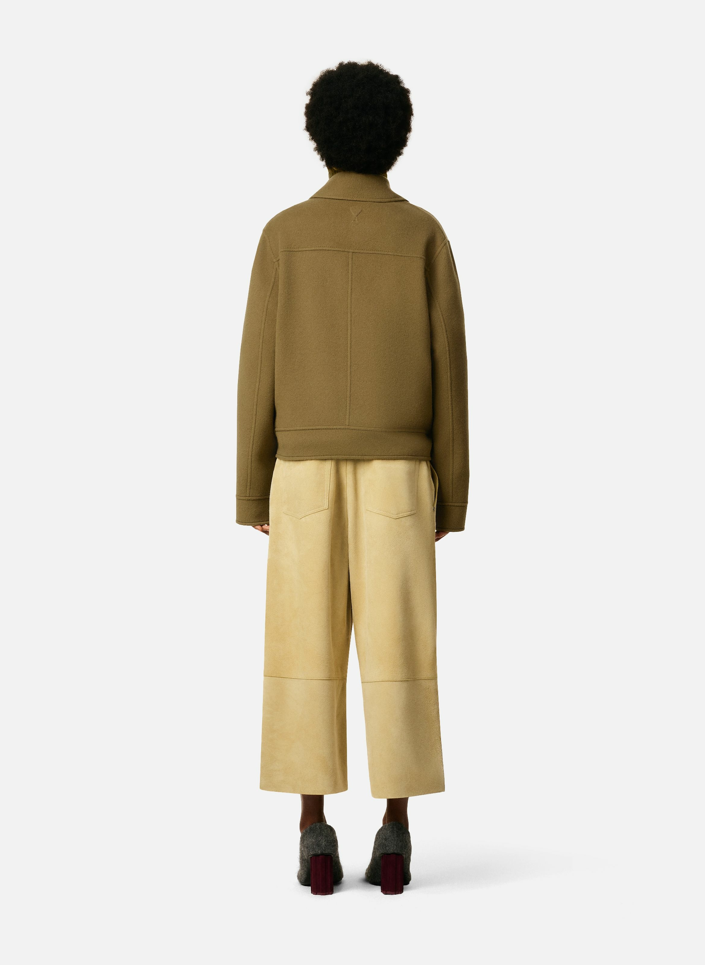 Blouson boule boutonné en laine AMI PARIS Vert