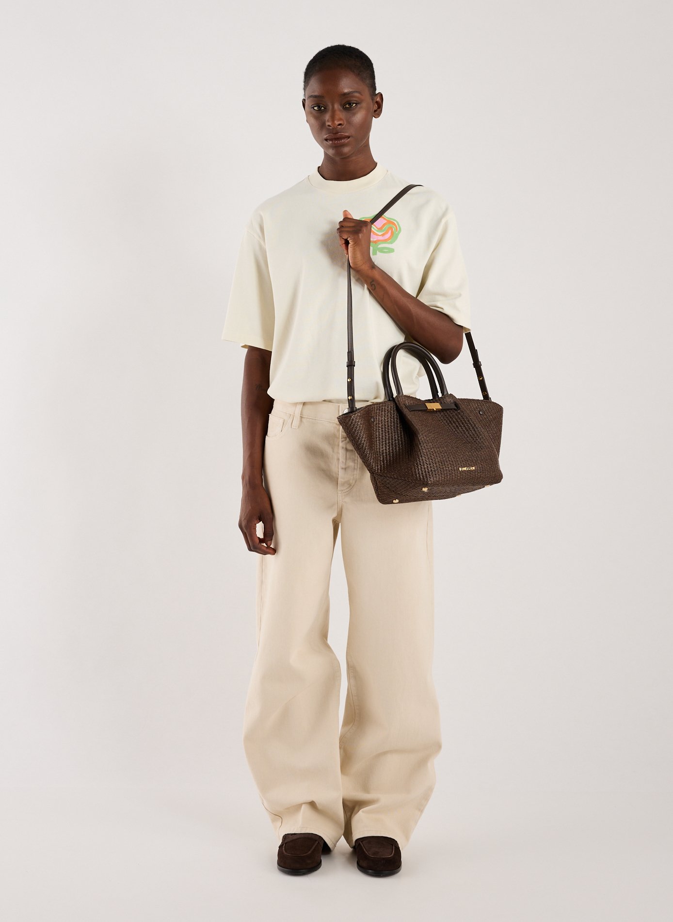 Sac à main Midi New York en Raphia DEMELLIER LONDON Noir