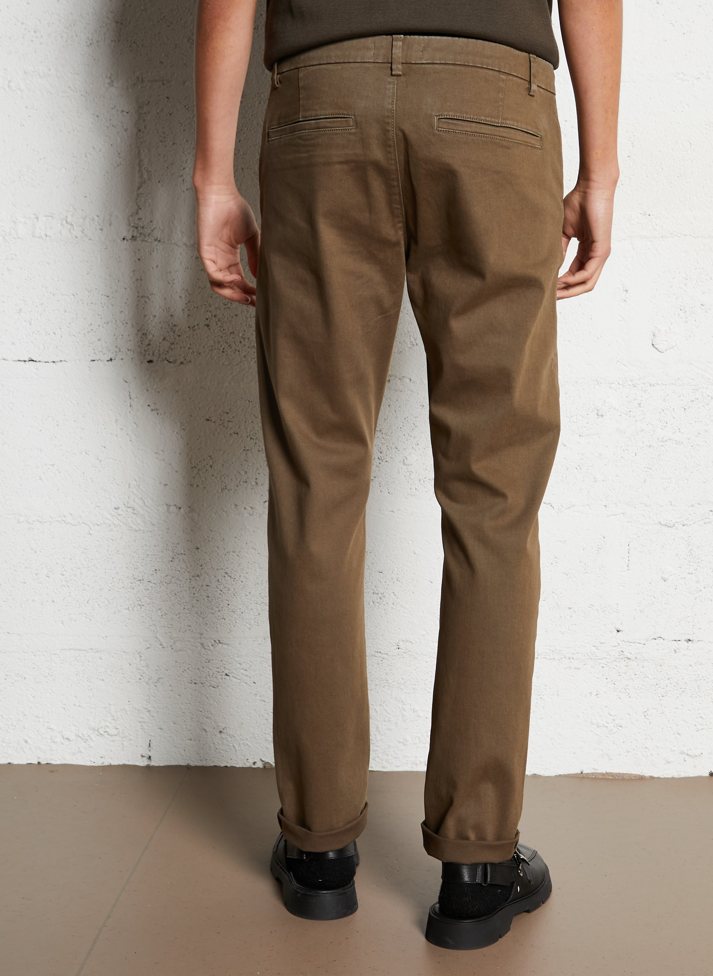 Chino slim-fit en coton mélangé Marron