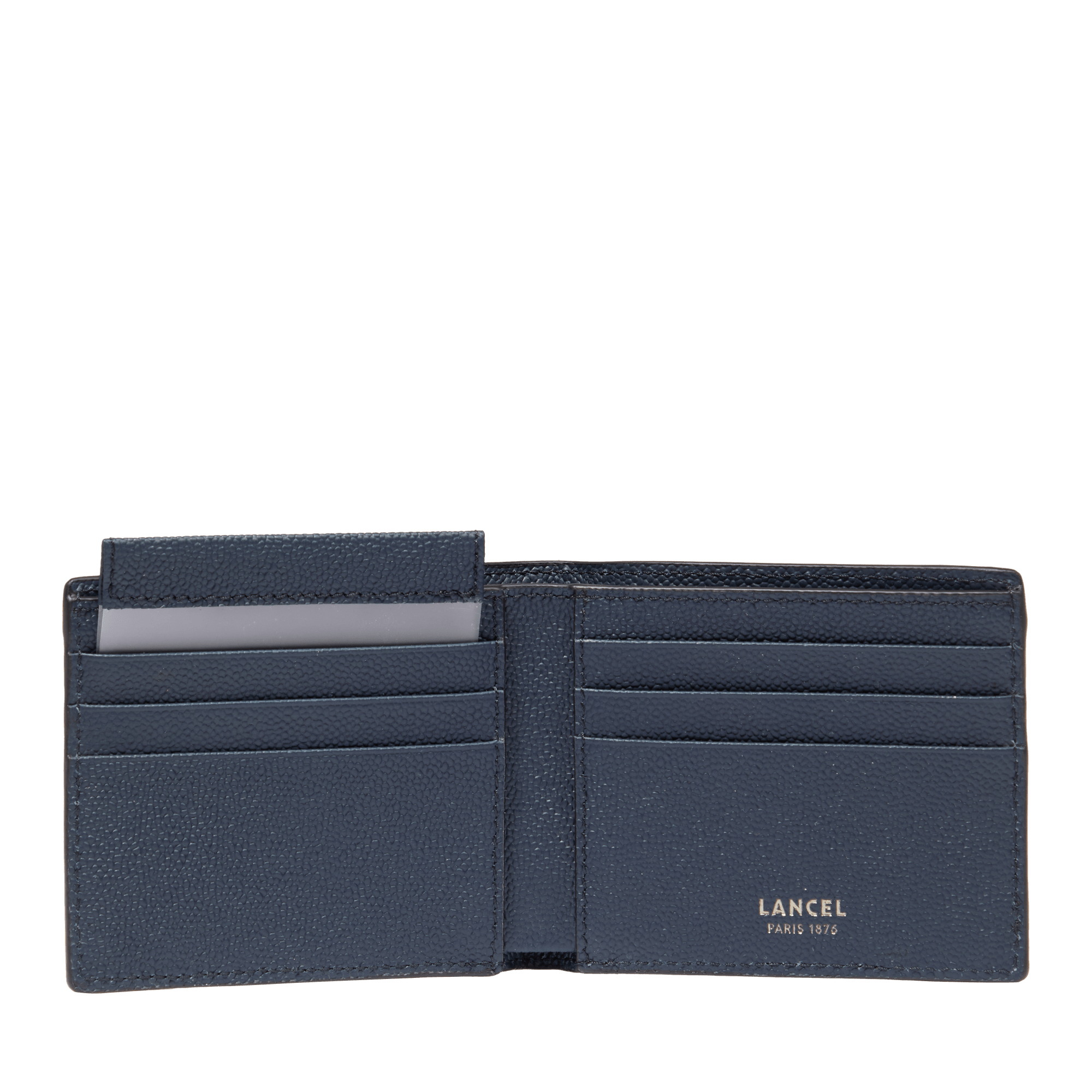 Portefeuille 5cc avec porte-cartes amovible charlie de lancel en cuir LANCEL Bleu