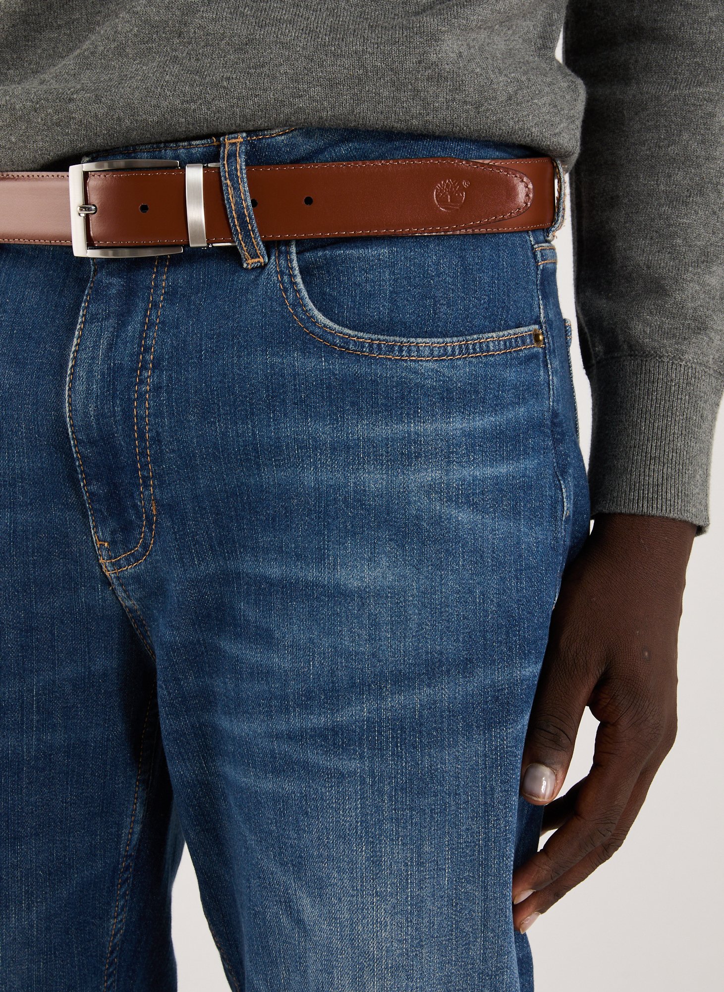 Reversible leather belt TIMBERLAND Brown