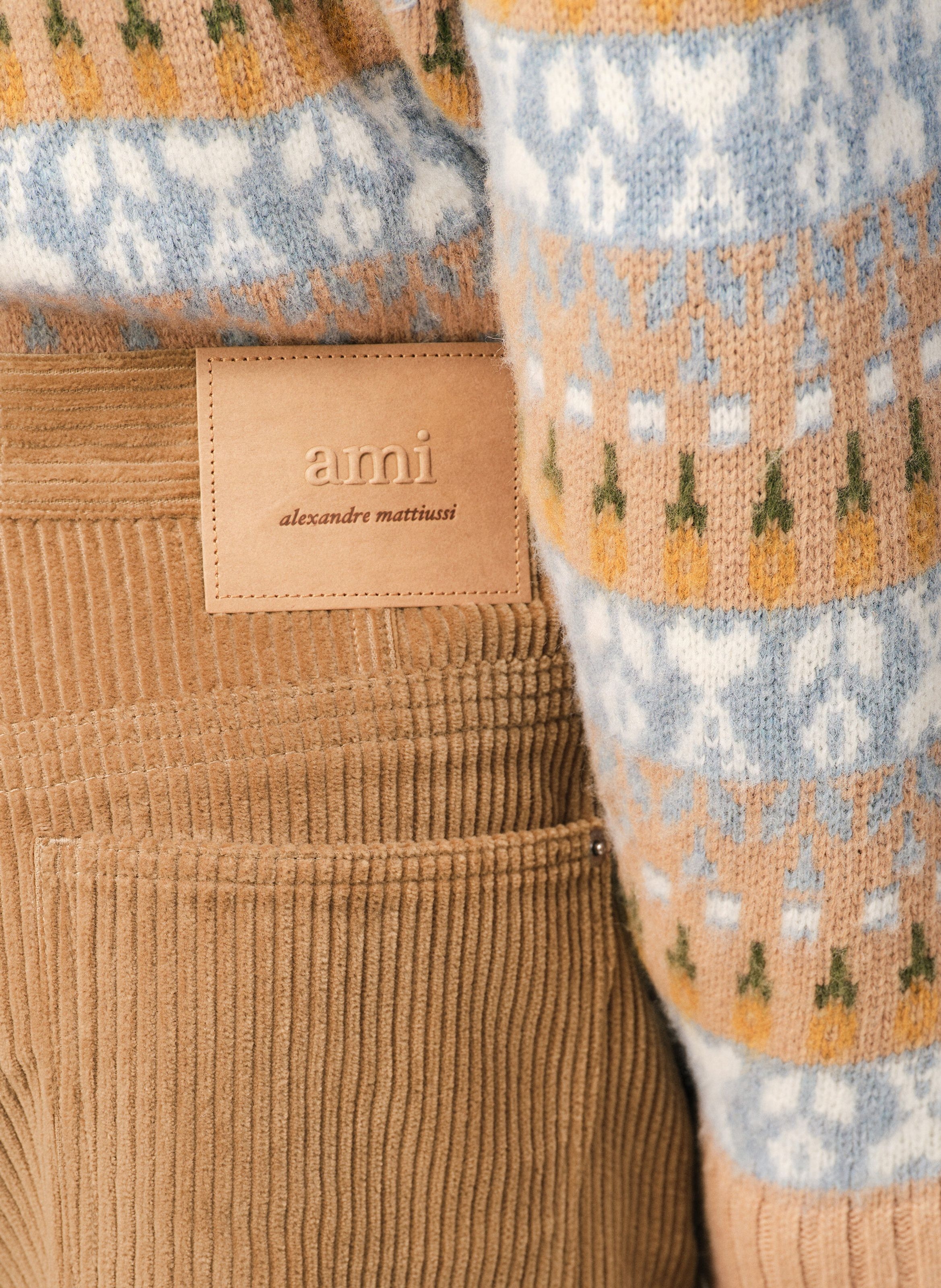 Bermuda large en velours côtelé en coton AMI PARIS Marron