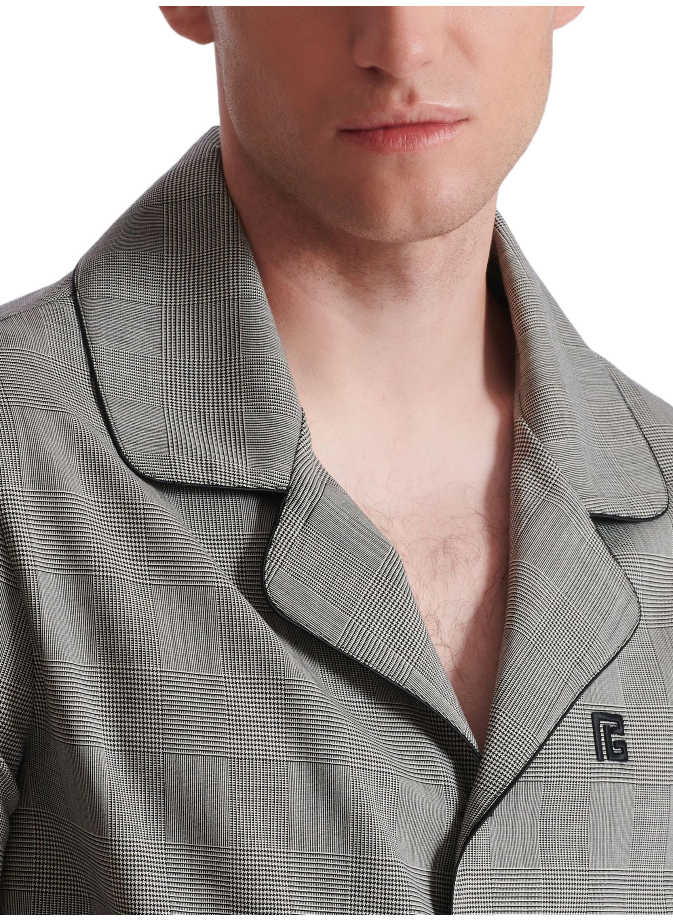 Chemise à manches courtes prince de galles BALMAIN Noir