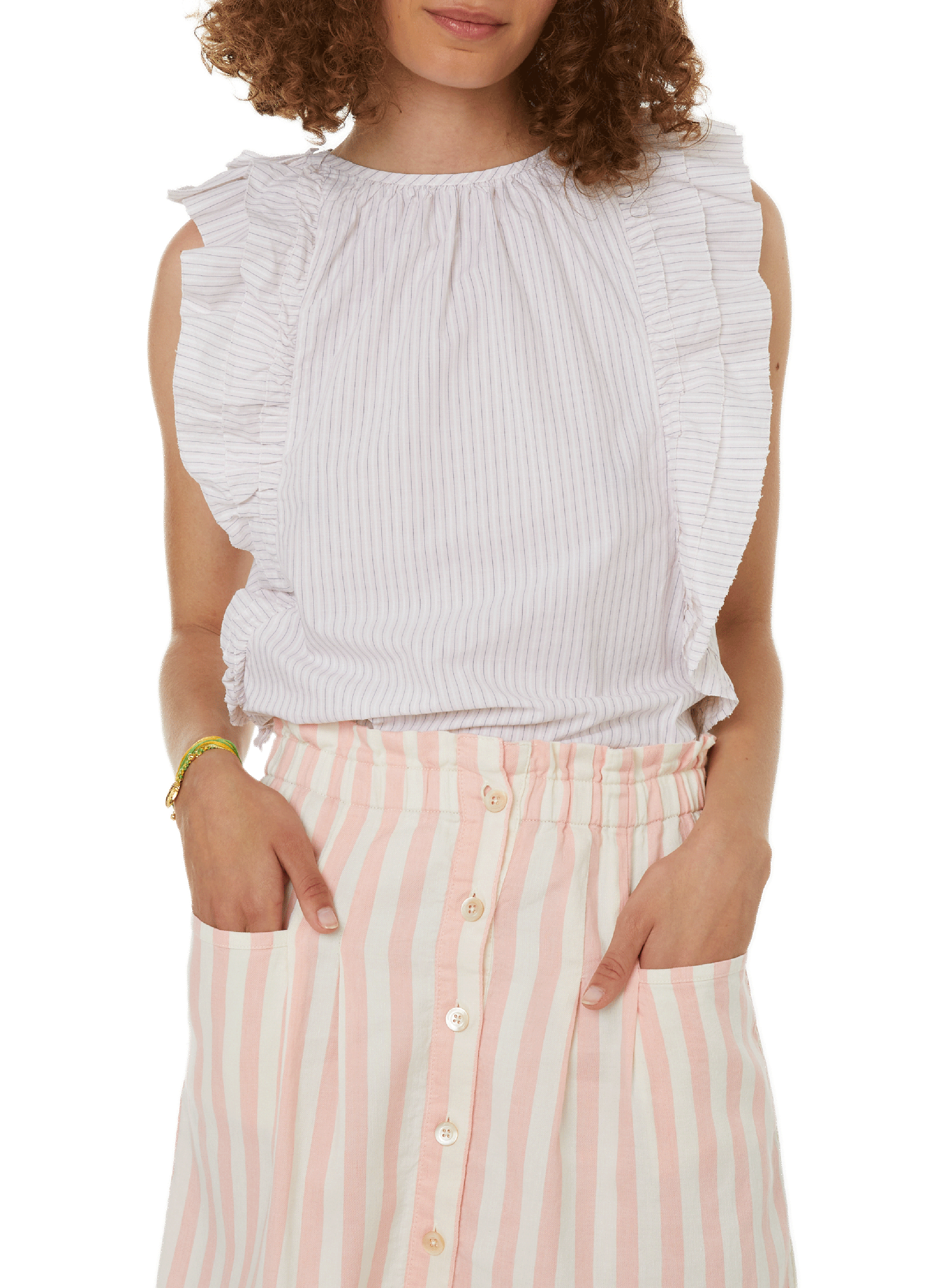 BELLEROSE Top Agathe rayé en coton Blanc