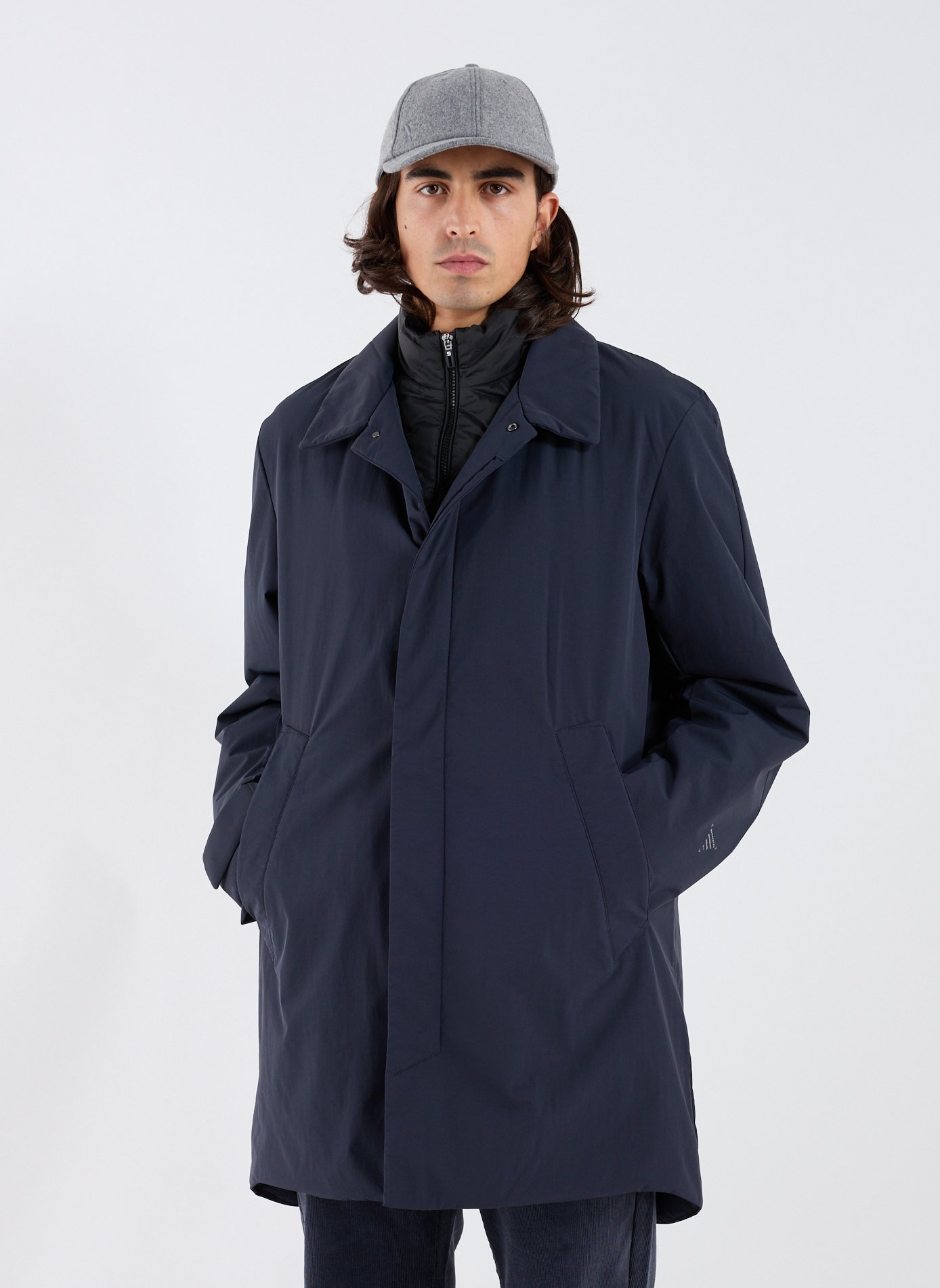 Mid-length parka with high collar KRAKATAU Blue