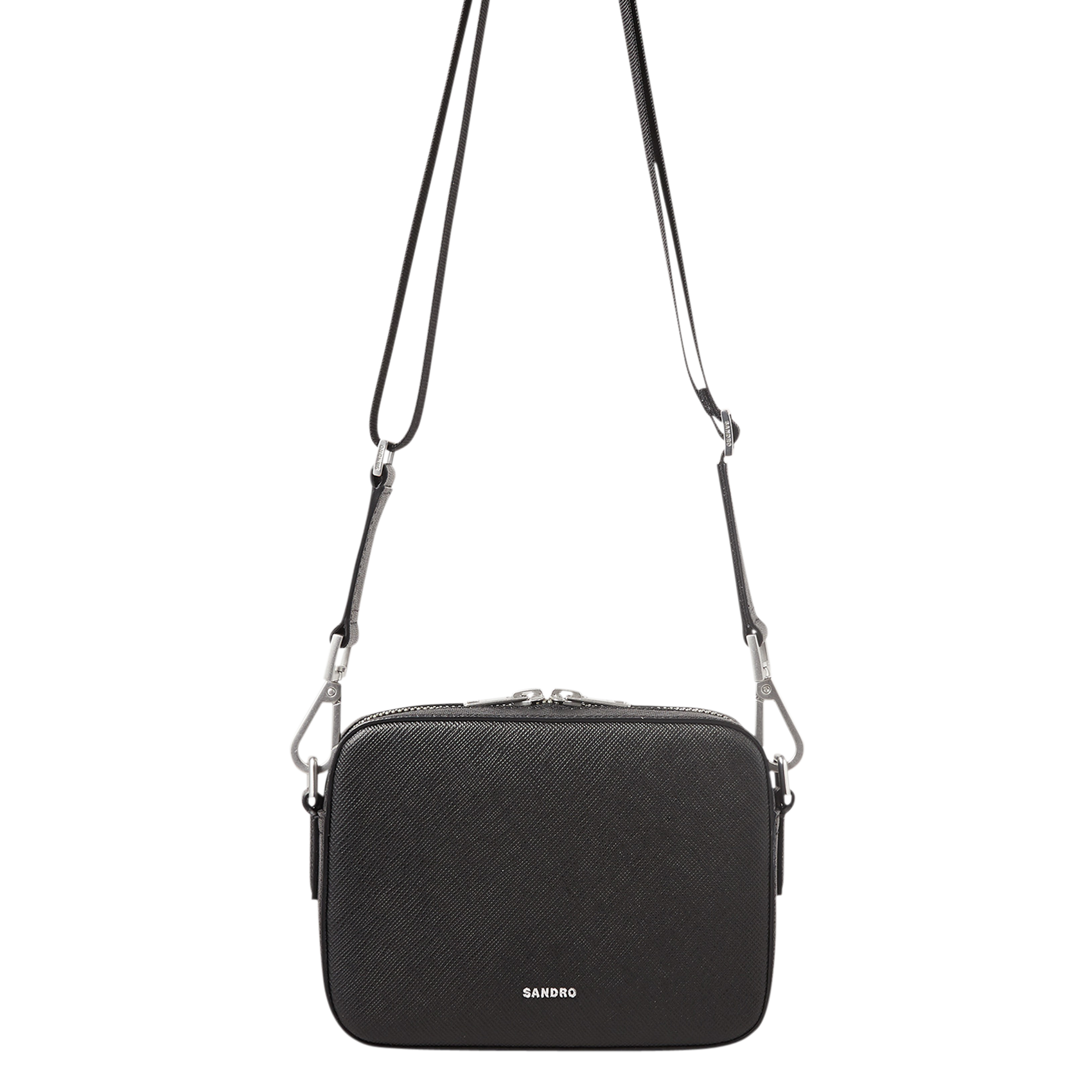 Sac bandoulière en cuir recyclé minibag hook SANDRO Noir