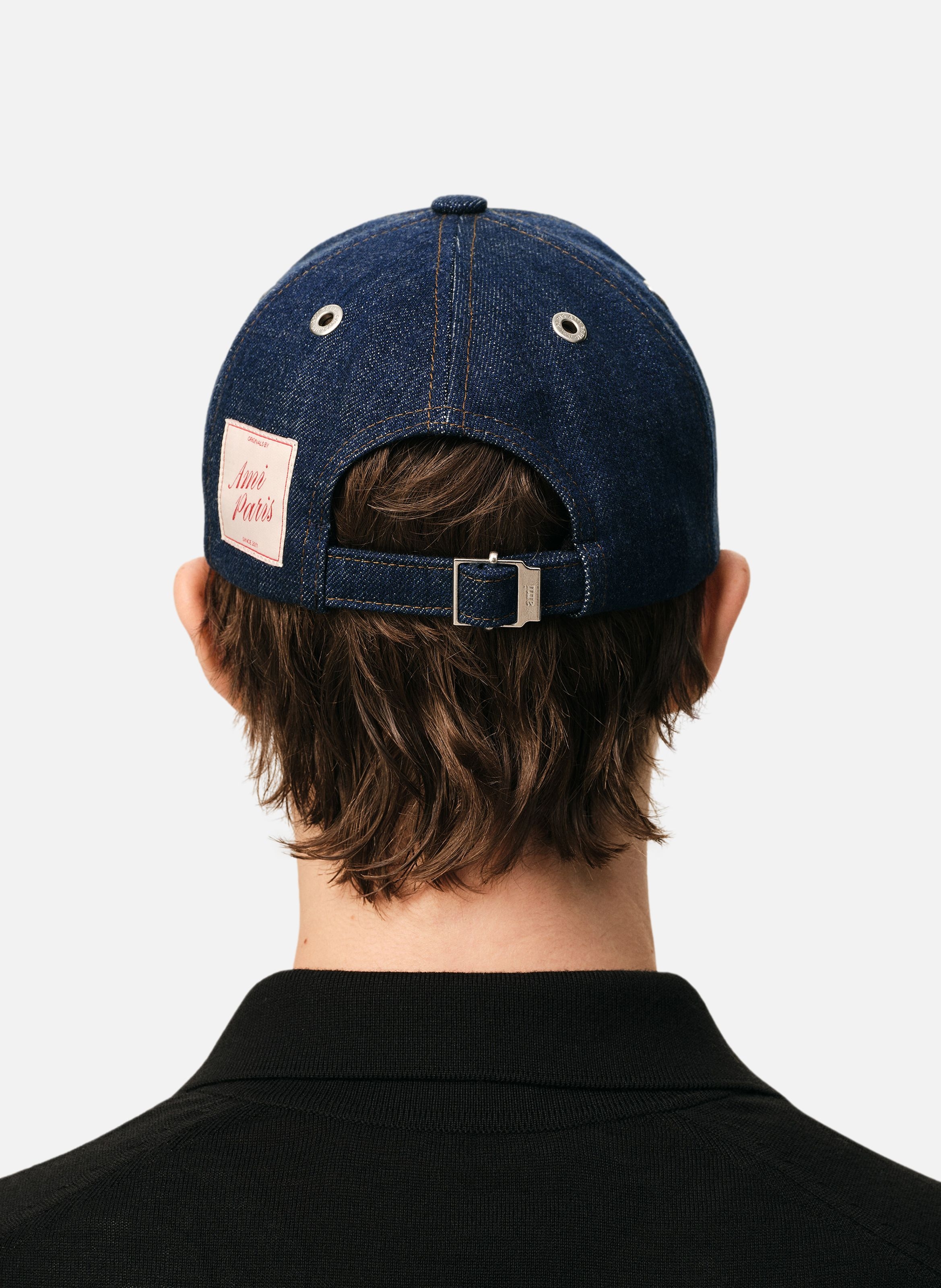 Casquette empiècement côté ami paris unisexe en denim AMI PARIS Bleu
