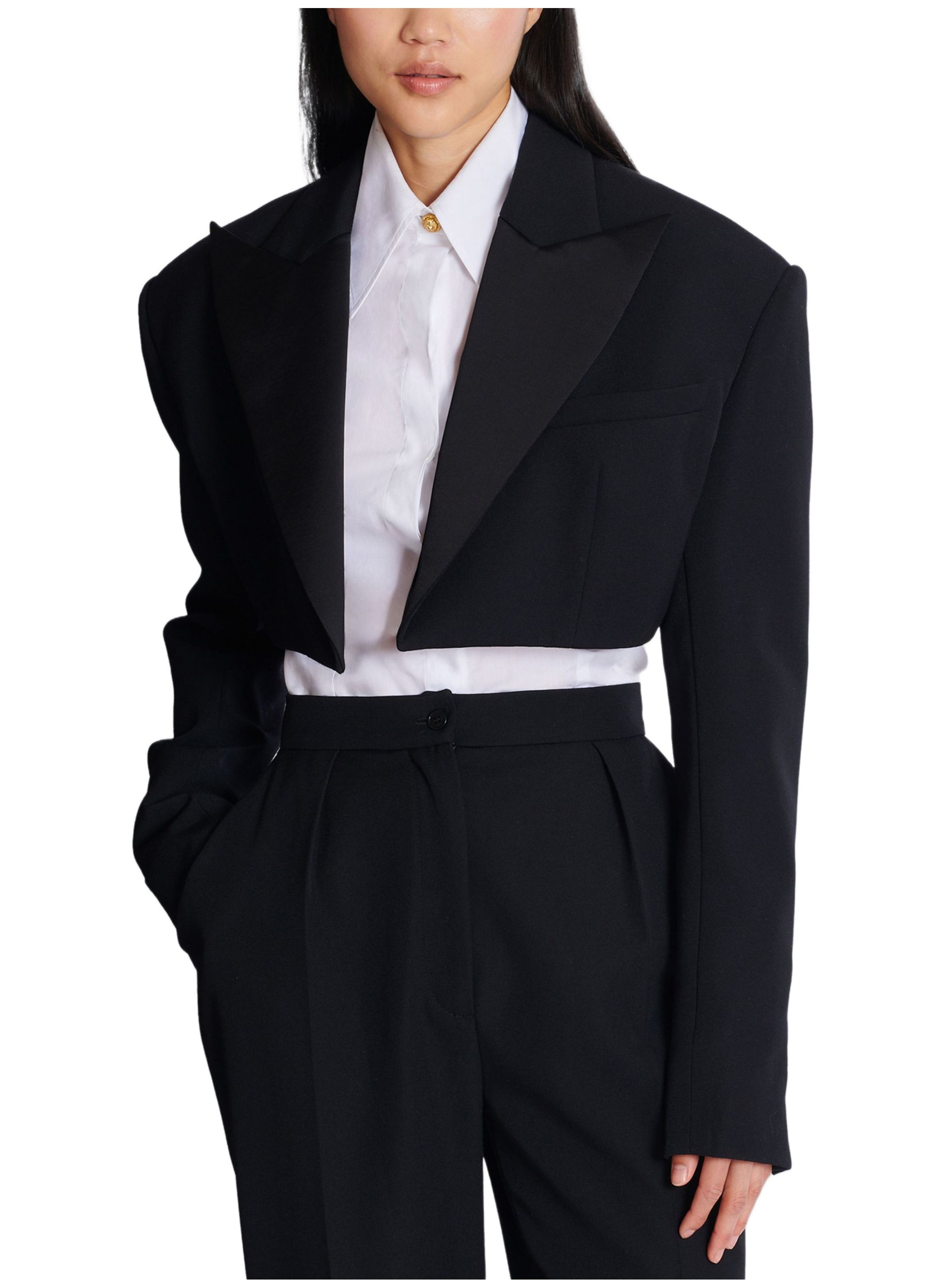 Spencer en grain de poudre BALMAIN Noir