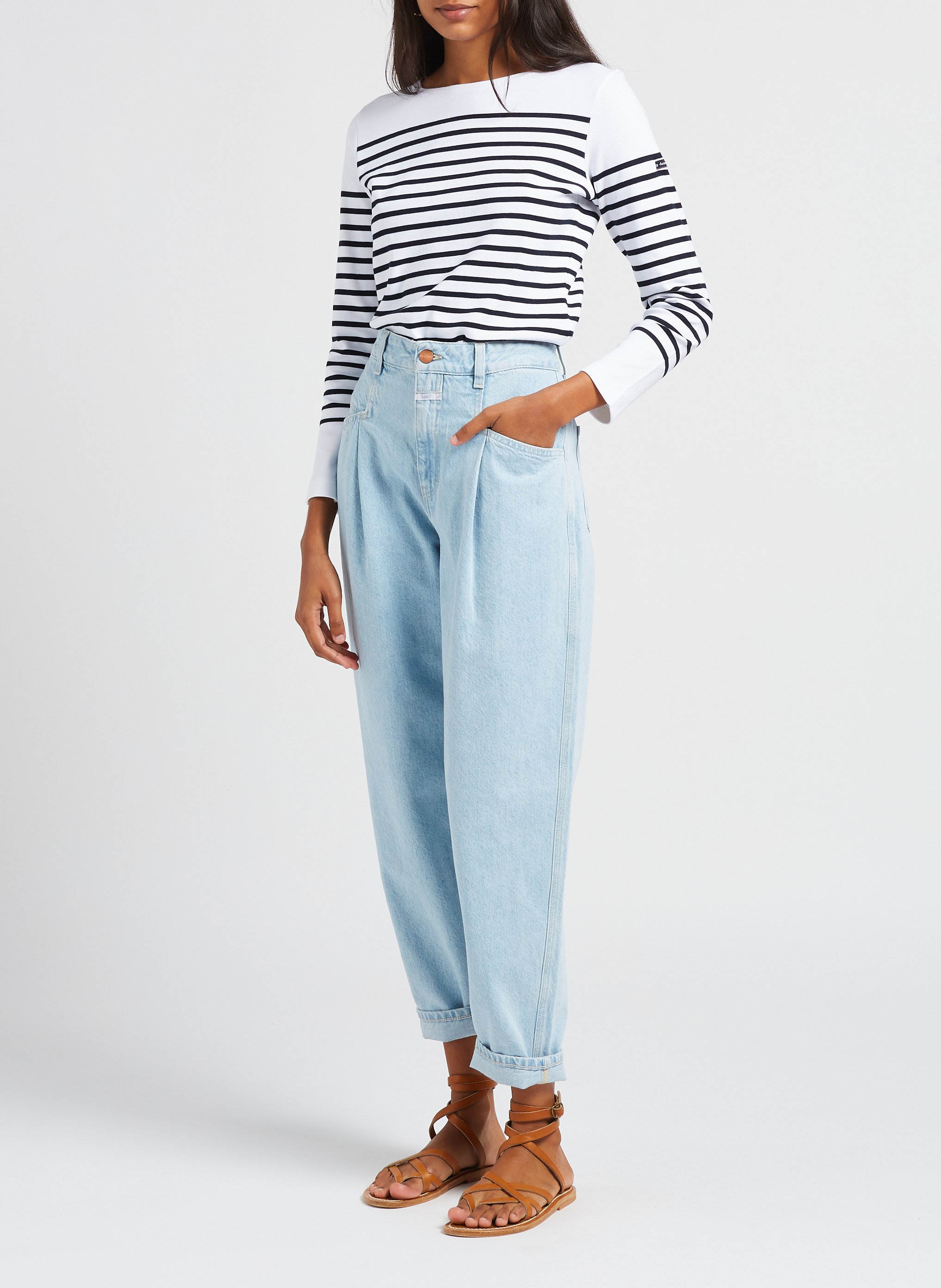 Marinière col bateau en jersey ARMOR-LUX Blanc