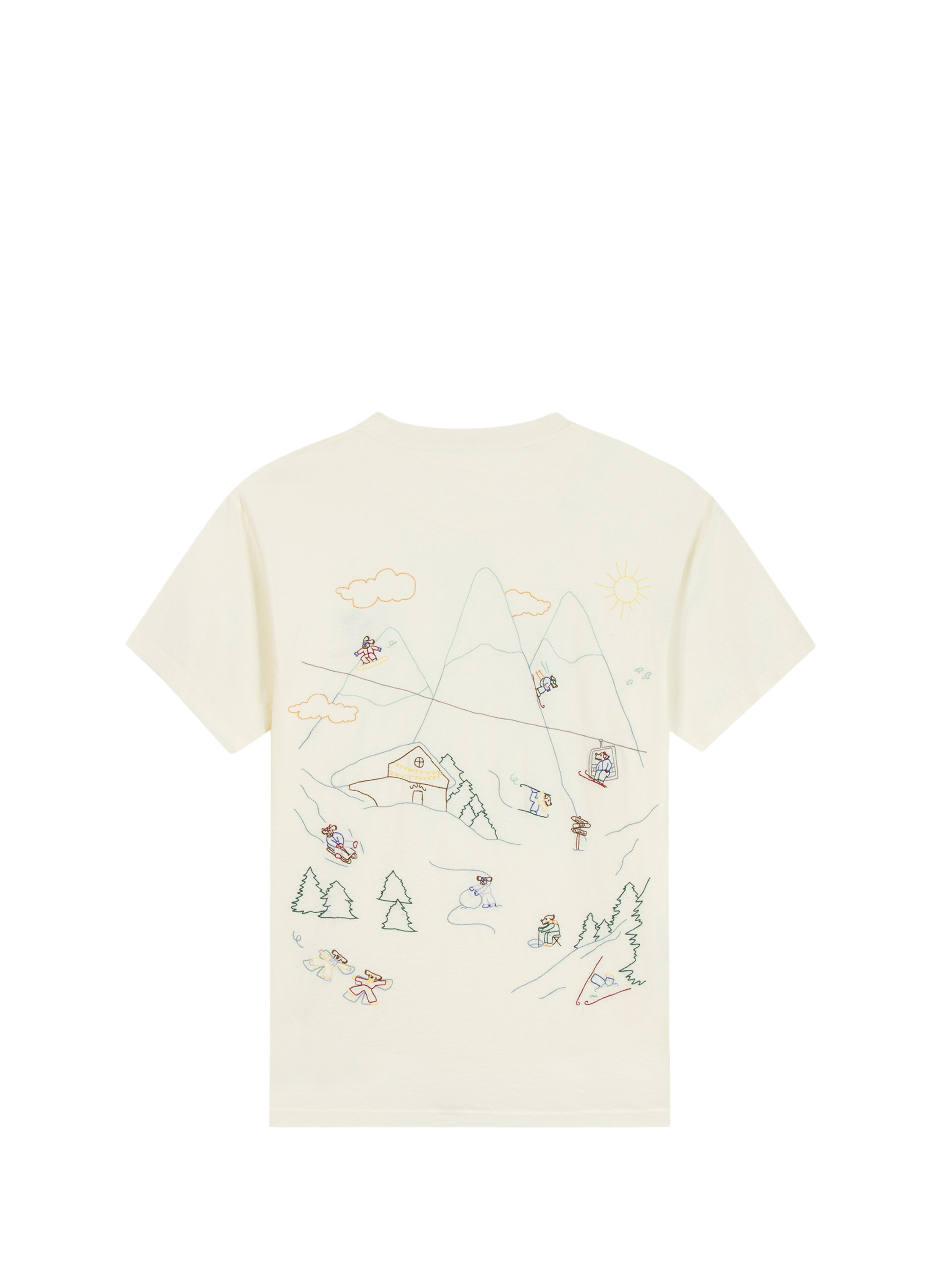 Embroidered round neck cotton T-shirt MAISON LABICHE Beige