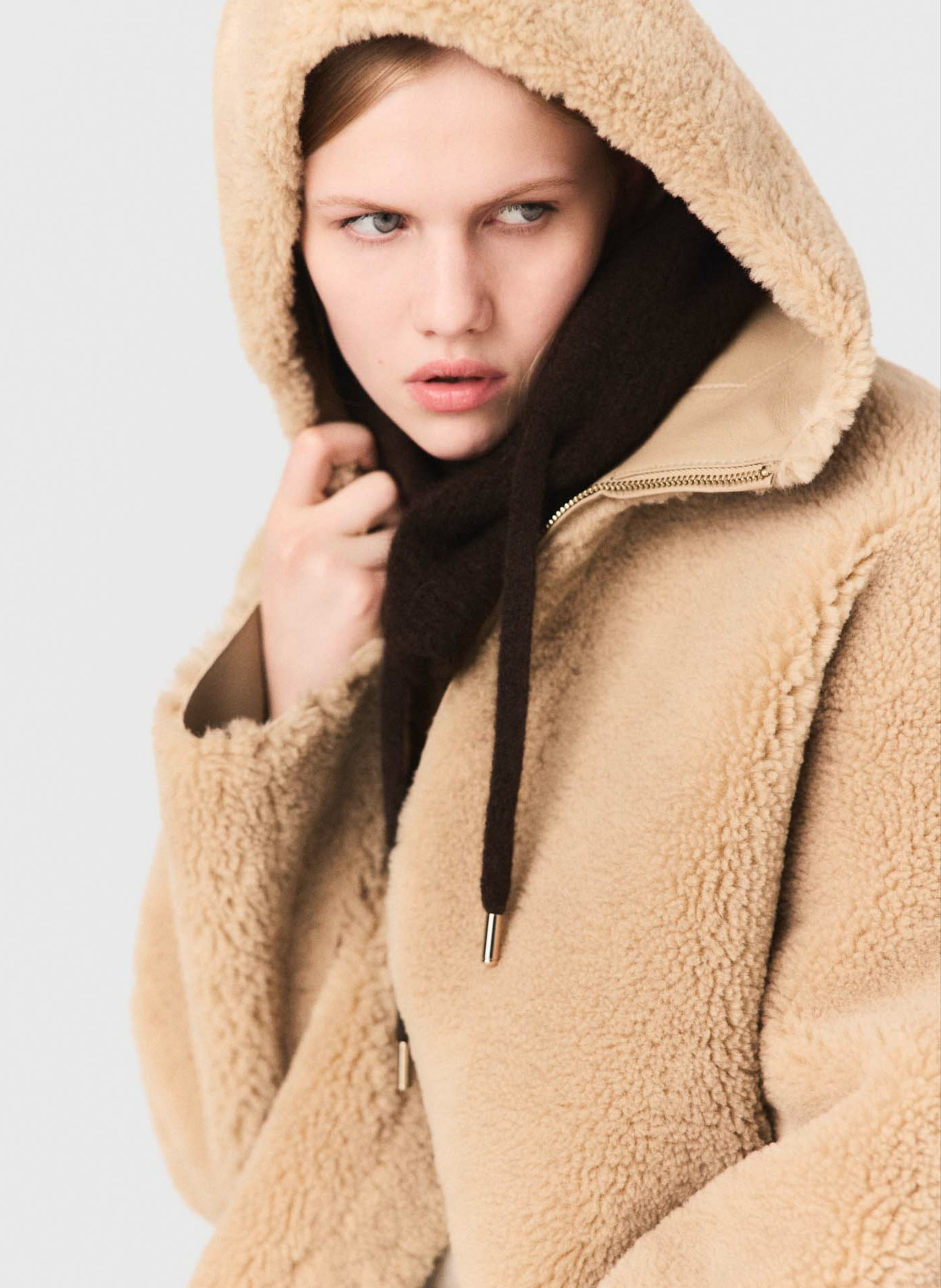 Manteau ample réversible à capuche MAJE Beige