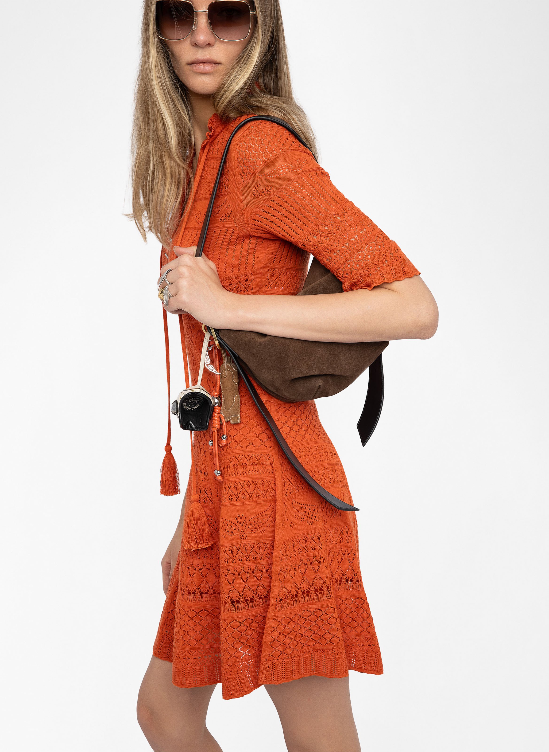 Robe courte en maille pointelle memphisa ZADIG&VOLTAIRE Orange