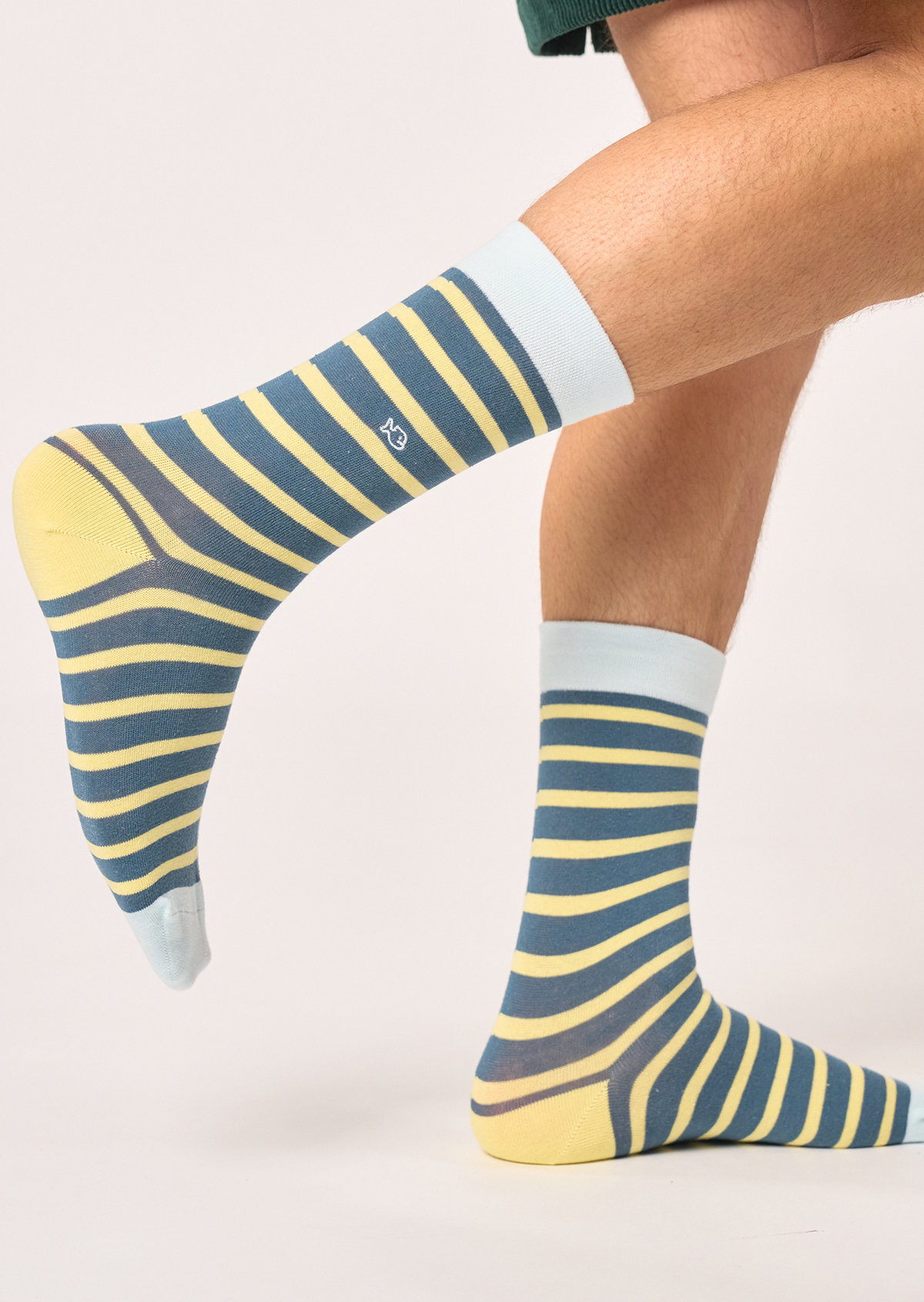 Chaussettes en coton peigné à rayures larges BILLYBELT Bleu