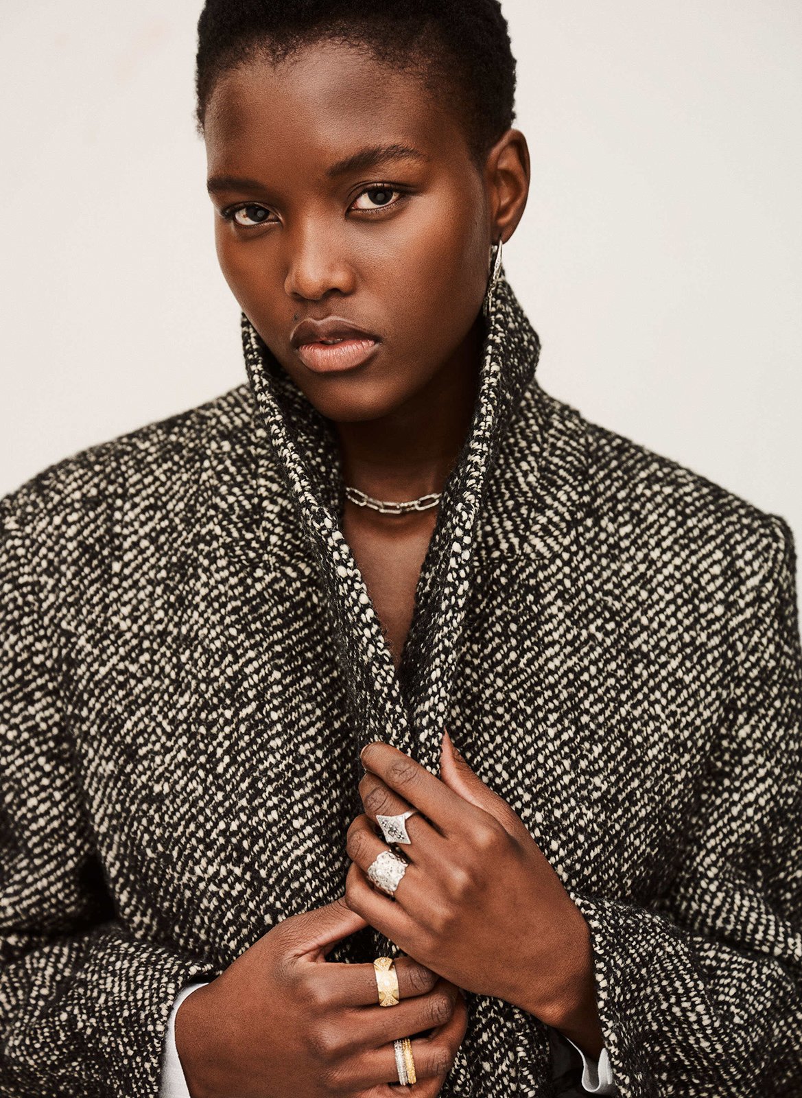 Manteau long en maille bicolore voxlow BA&SH Noir