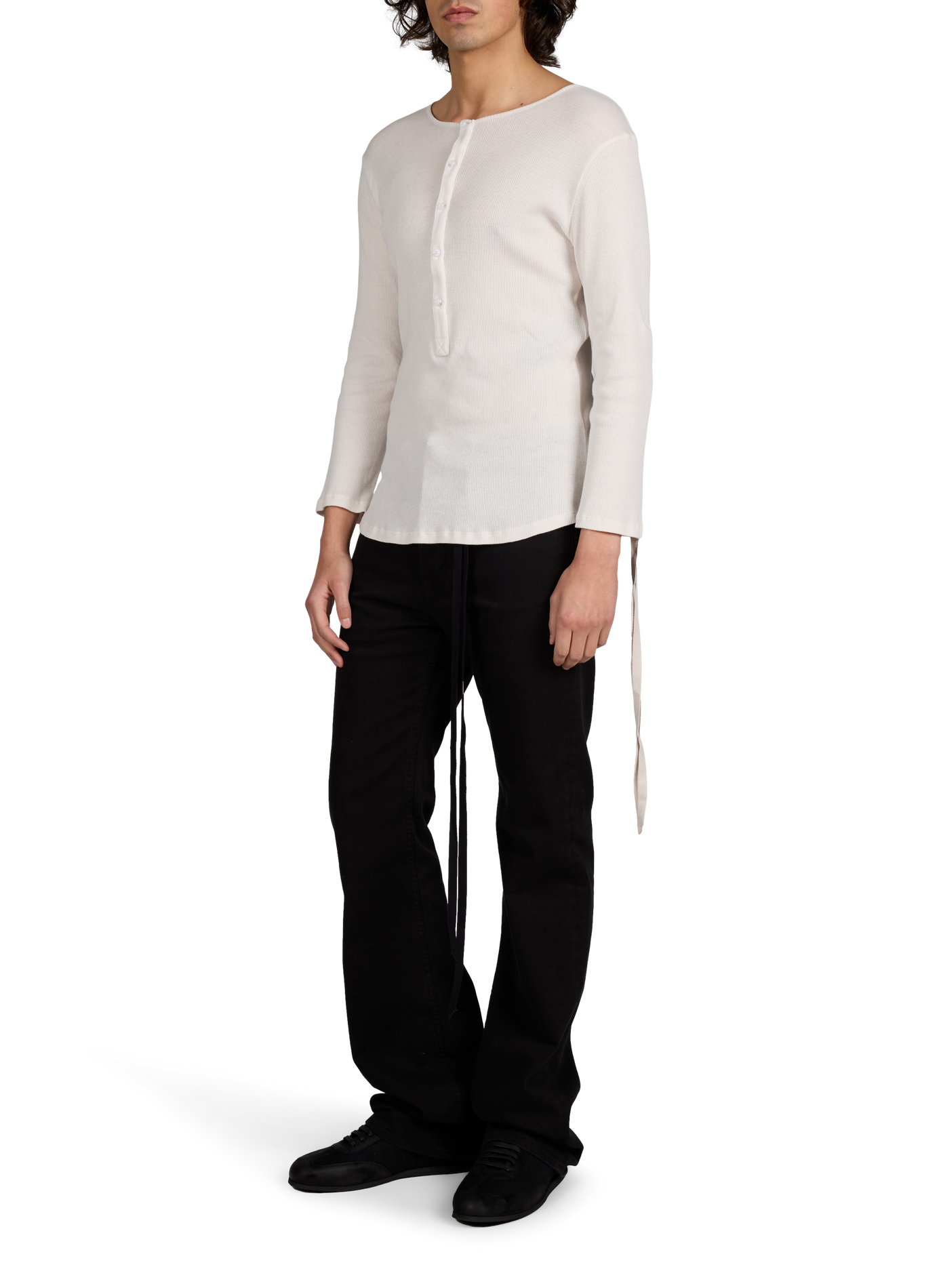 Cardigan Ilyas Serafino en coton ANN DEMEULEMEESTER Blanc