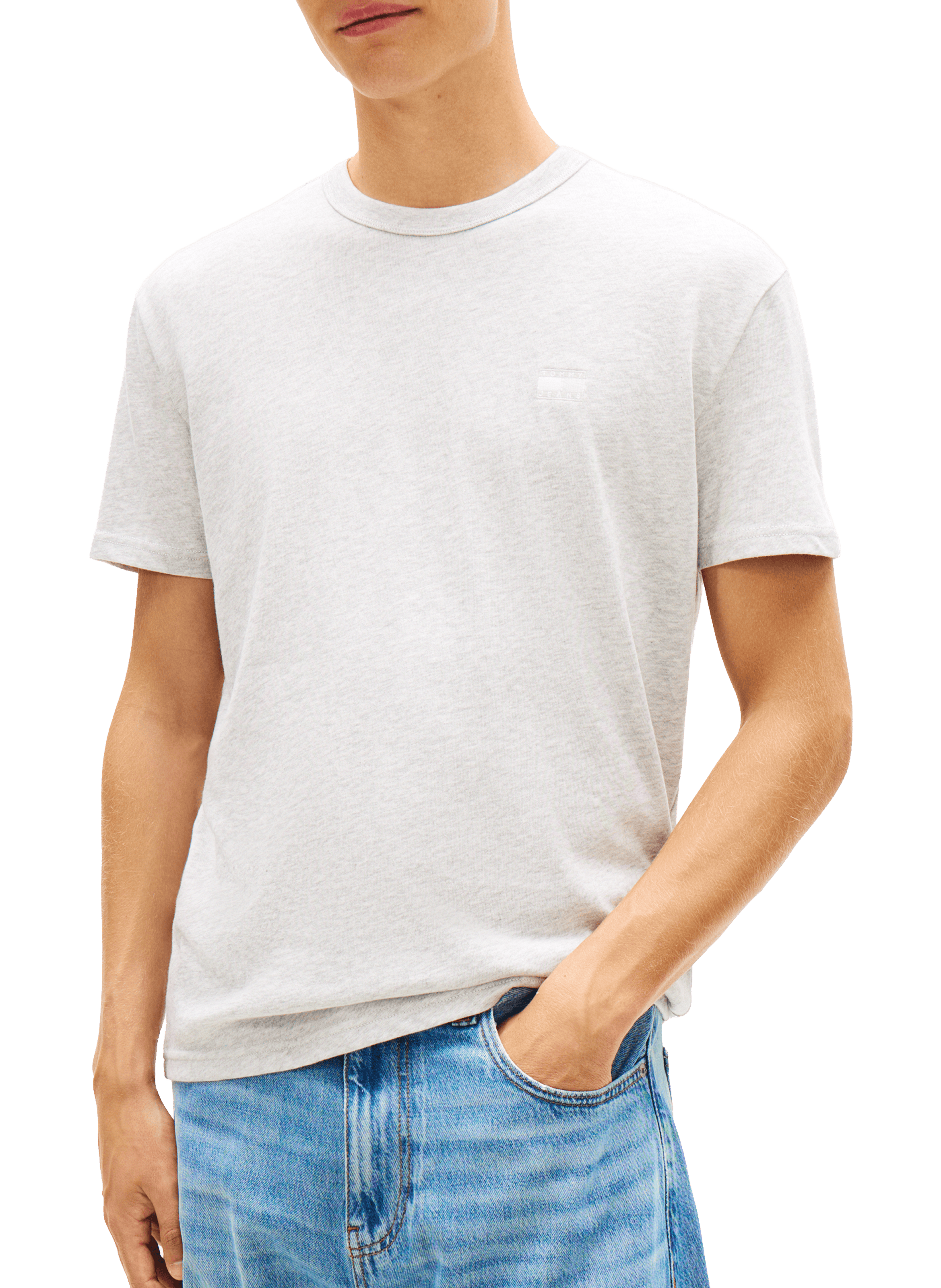 Round neck short sleeve t-shirt with embroidered logo TOMMY HILFIGER Grey