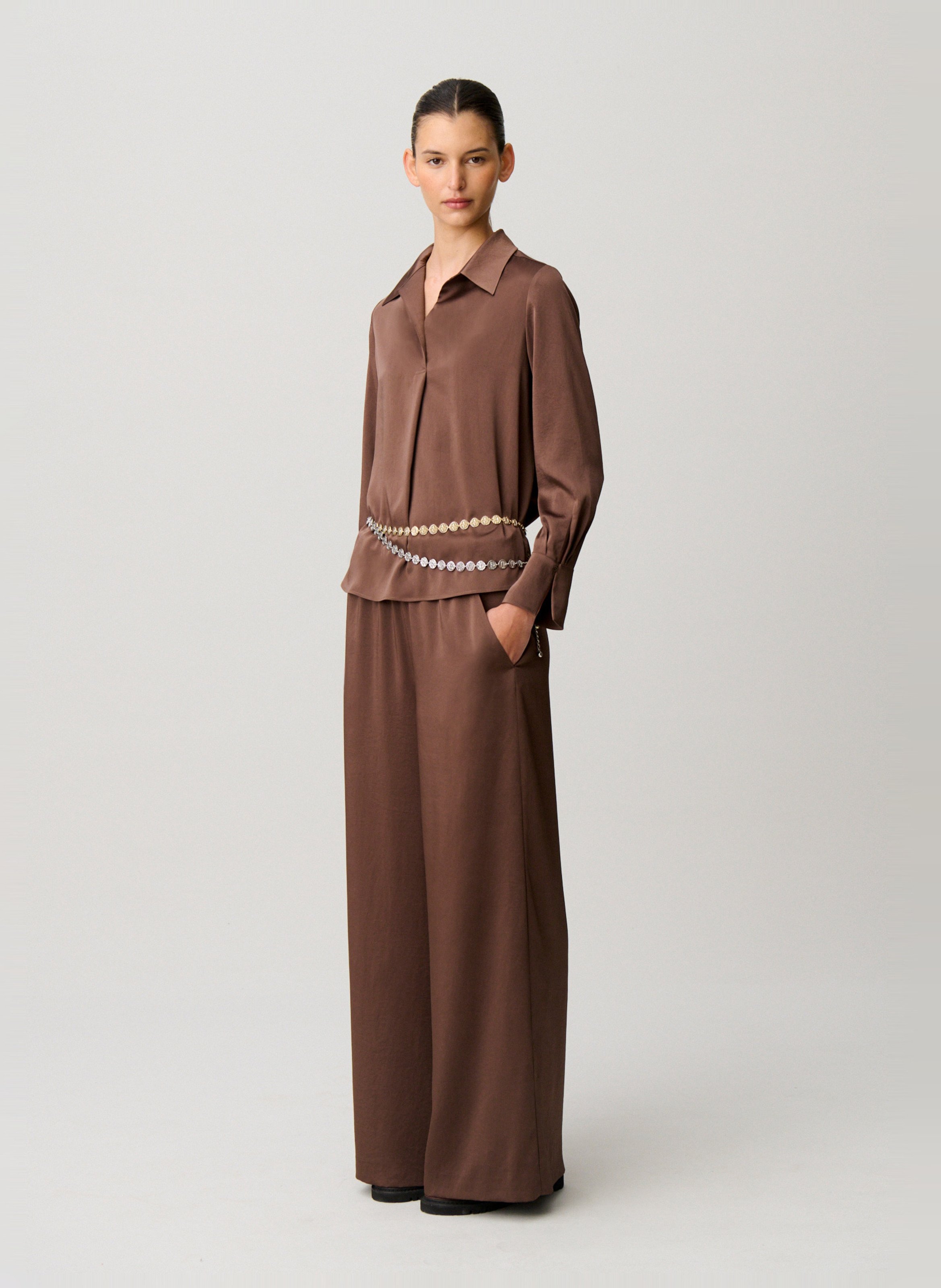 Blouse col classique CLAUDIE PIERLOT Marron