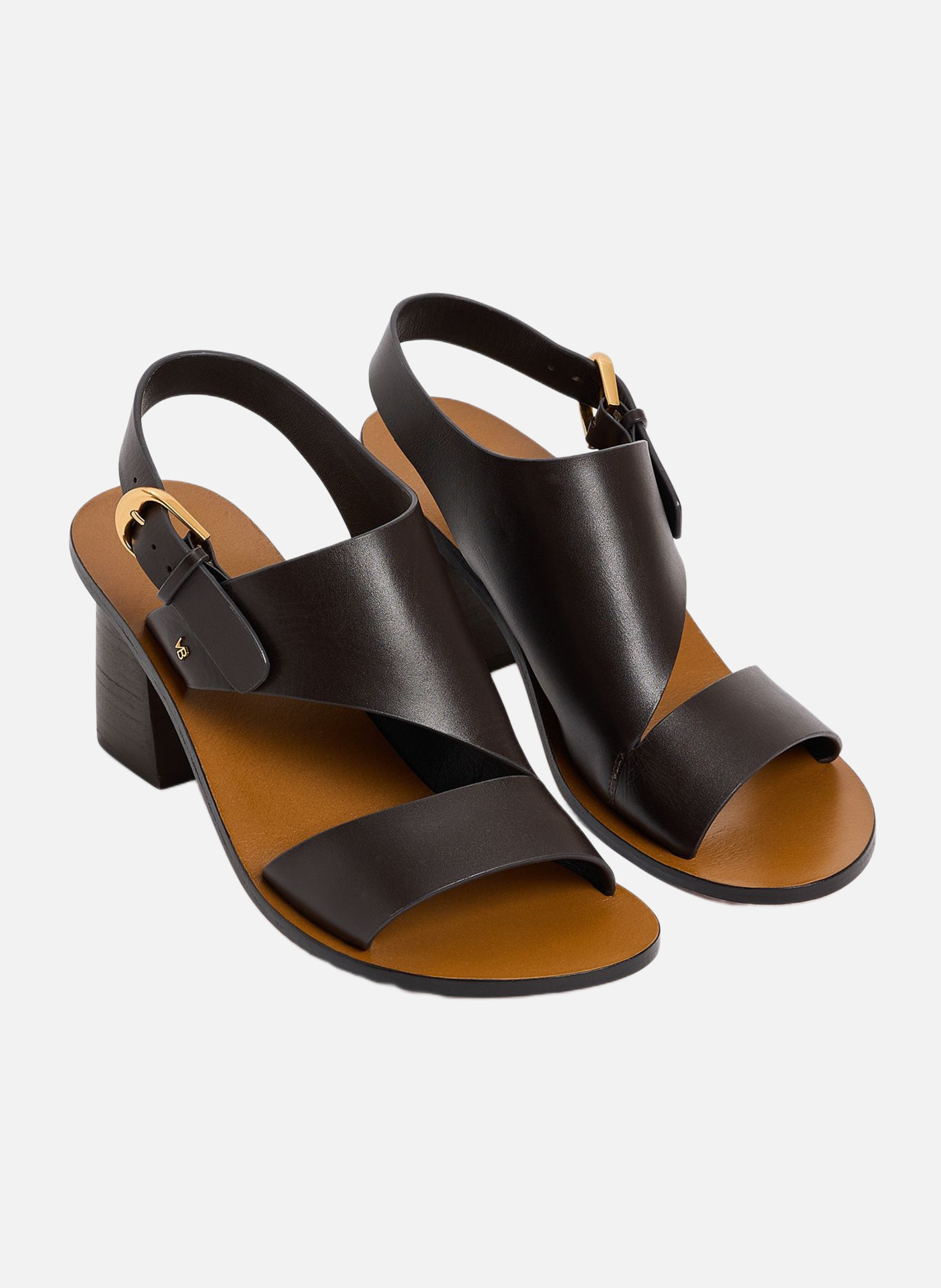 Sandales à talon en cuir VANESSA BRUNO Marron