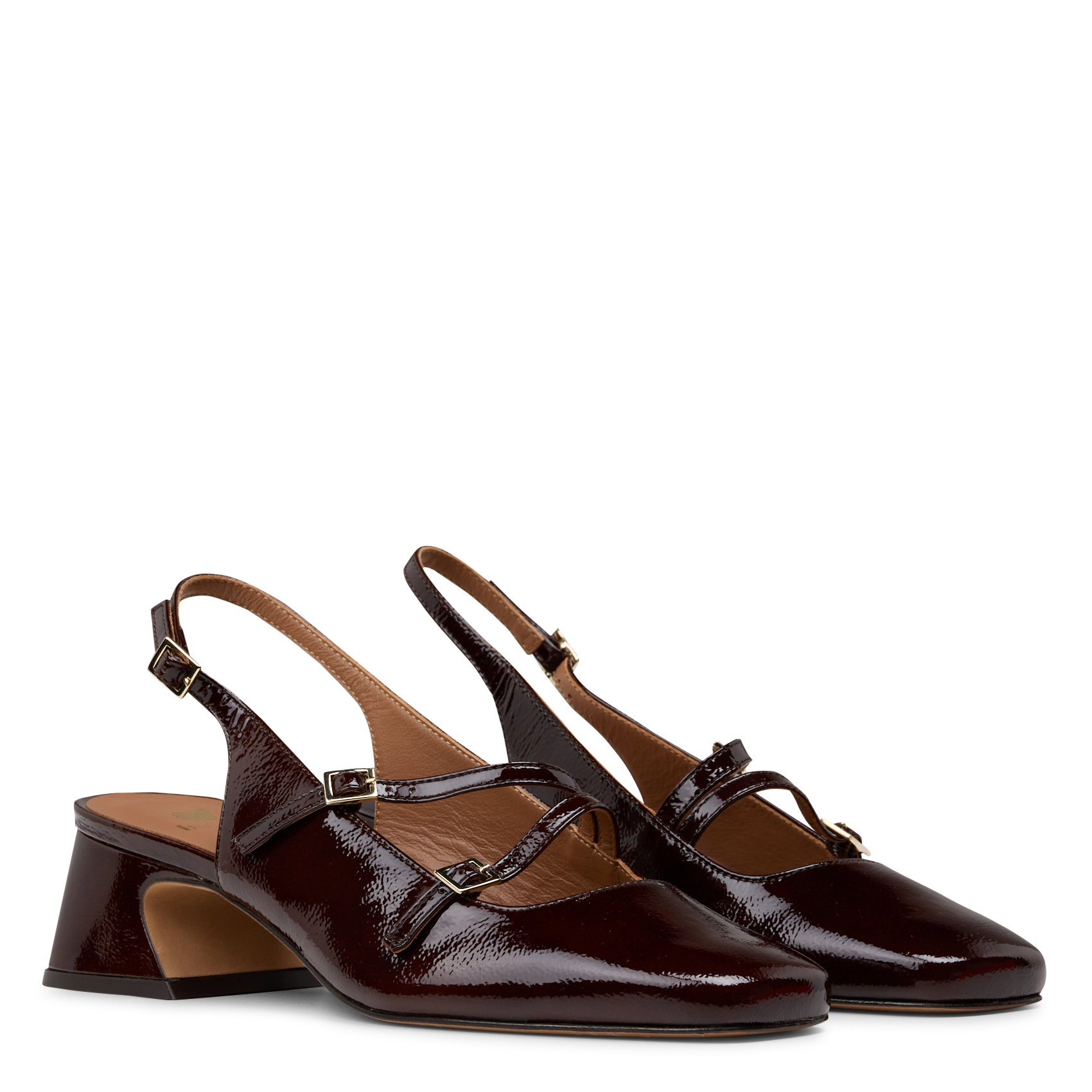 Babies slingback à brides en cuir verni becca BOBBIES Marron