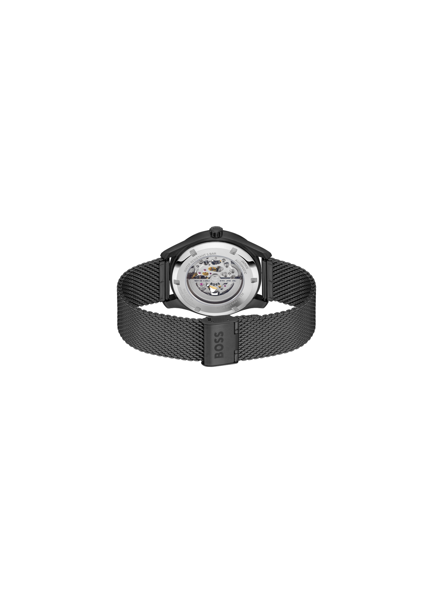 Montre automatique Principle Skeleton en acier inoxydable BOSS MONTRES Noir