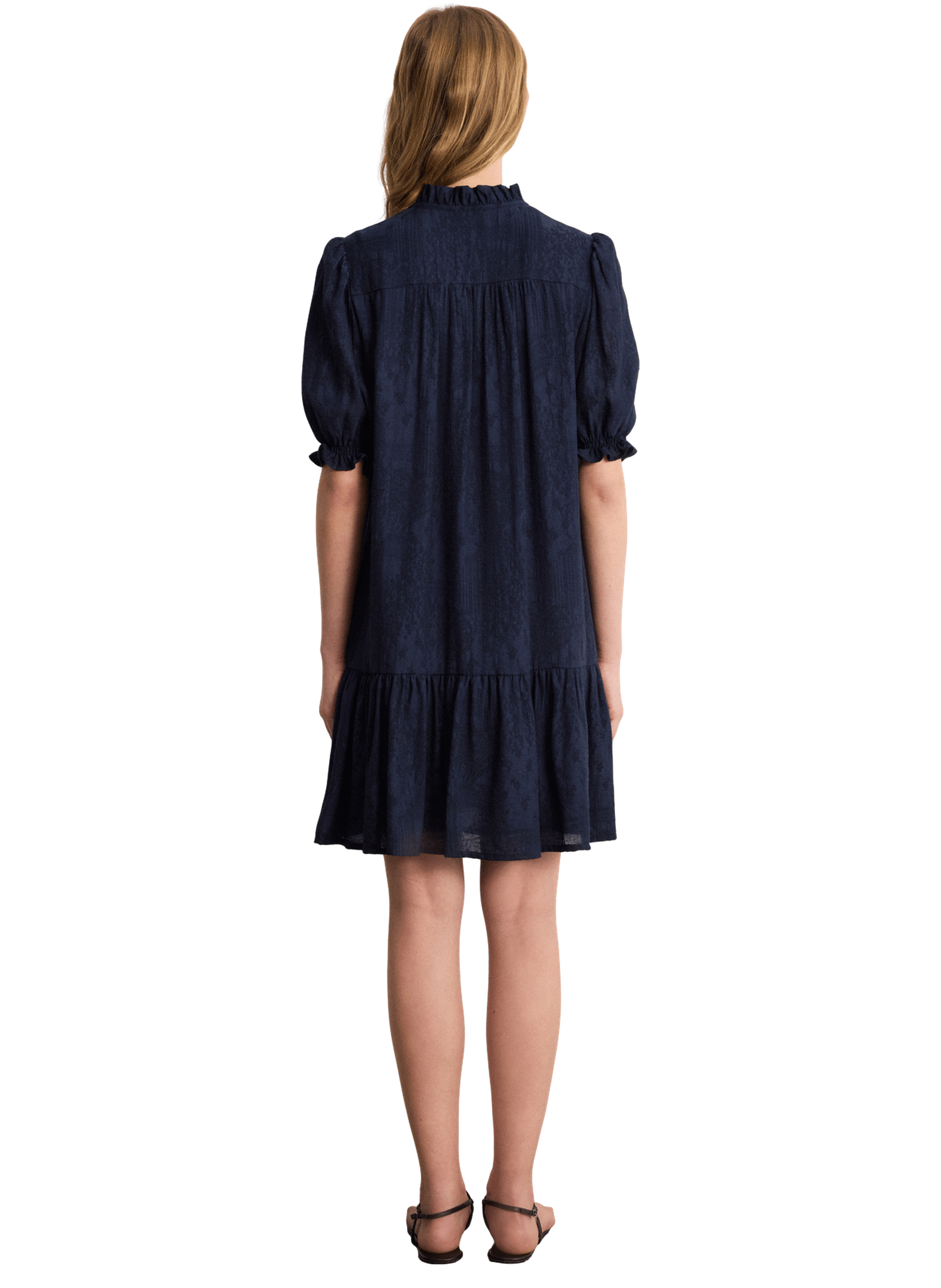 Robe droite à volants imprimé jacquard - anja PABLO Bleu