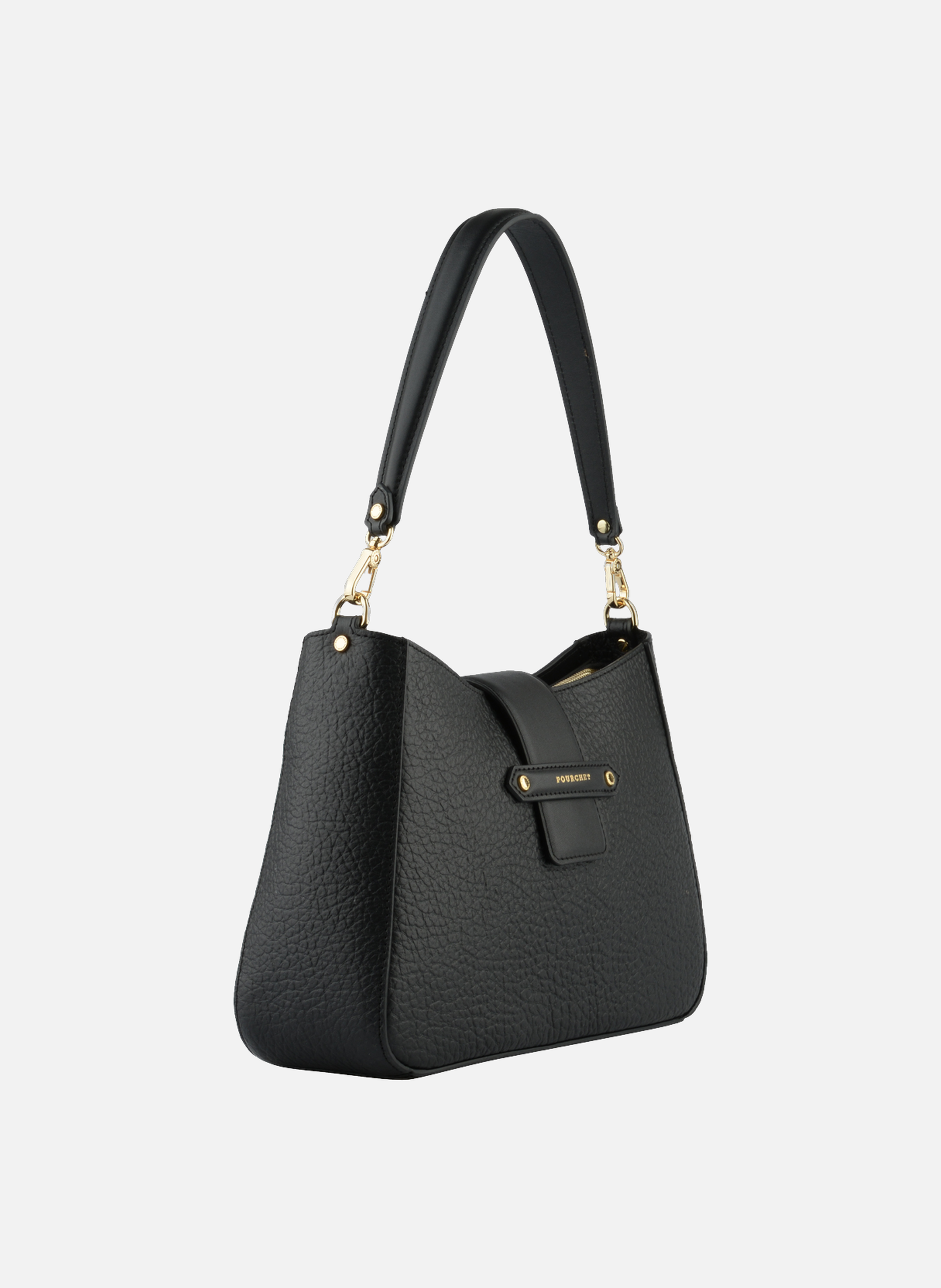 Fleuves | sac porté épaule gm en cuir de vachette POURCHET Noir