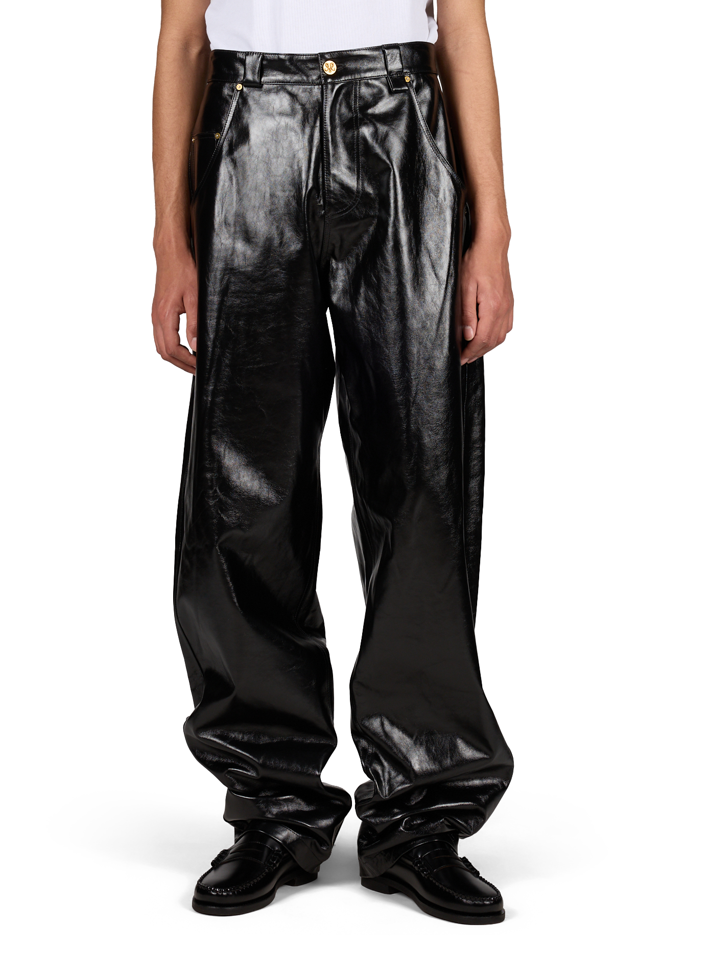 Glänzende Lederhose Bad Boy WILLY CHAVARRIA Schwarz